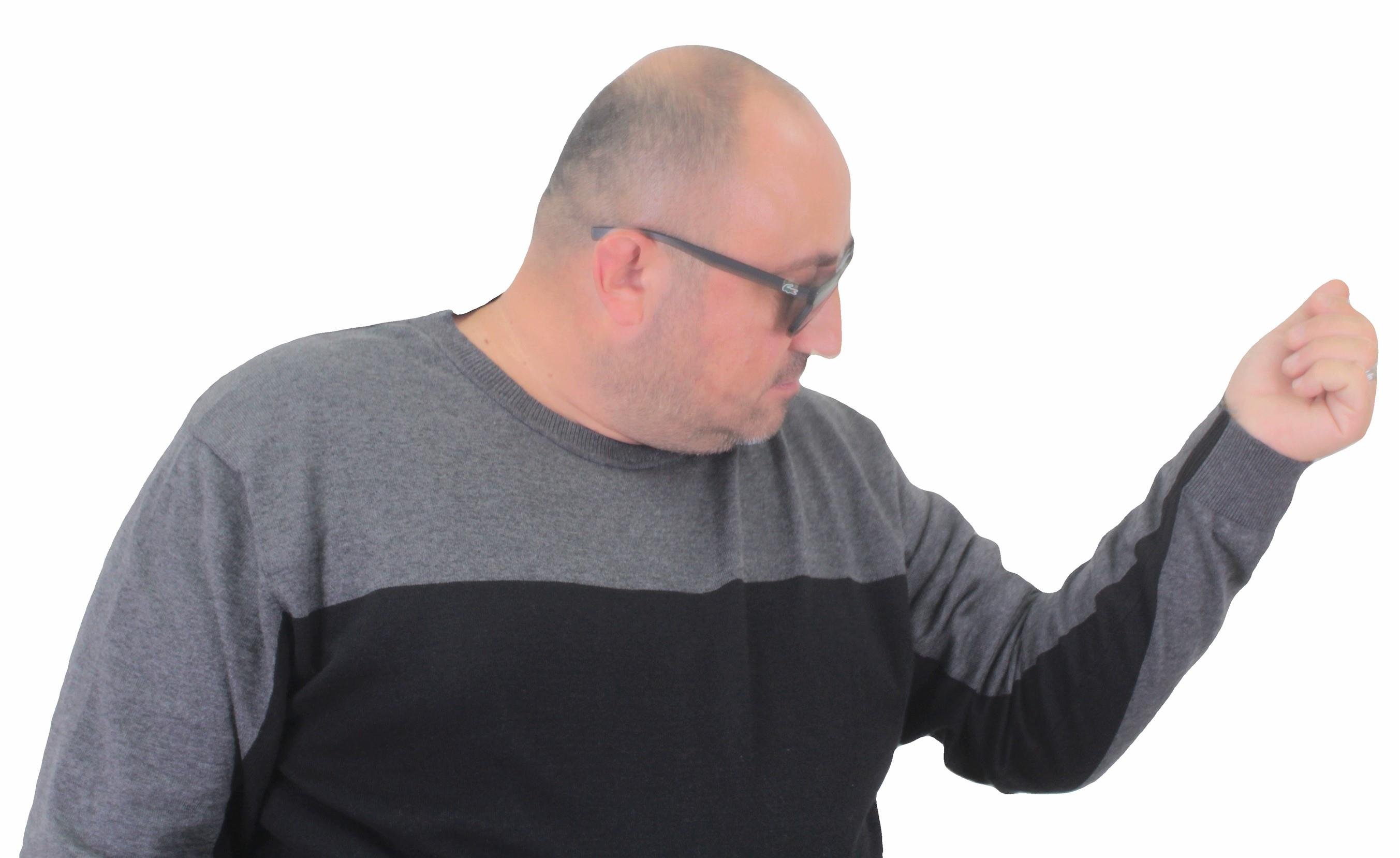 Mocgrande Erkek Büyük Beden Sıfır Yaka Çift Renk Triko Kazak 23751 ANTRASIT