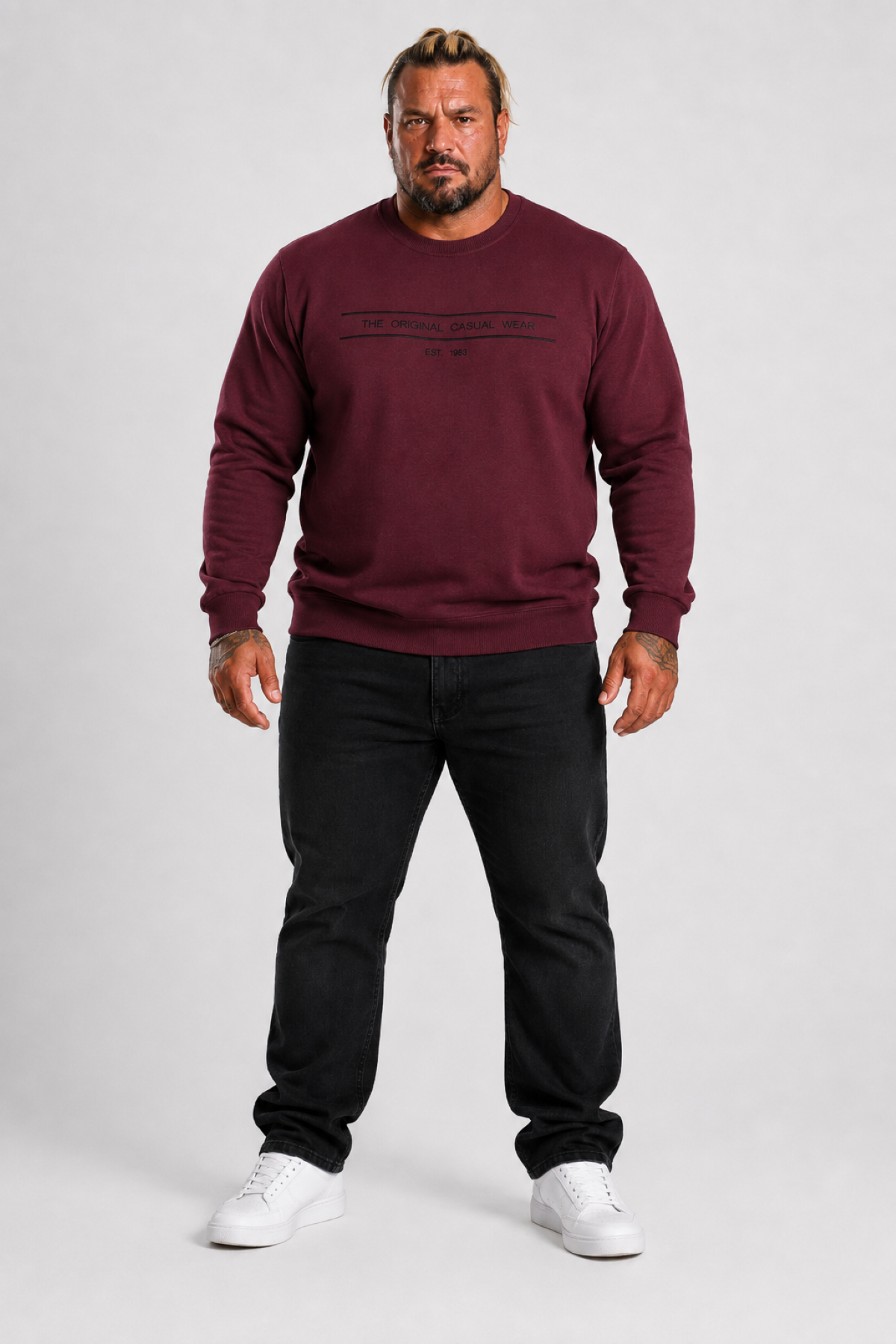 Mocgrande Erkek Büyük Beden Sıfır Yaka 3ip Sweat Original 24203 MURDUM