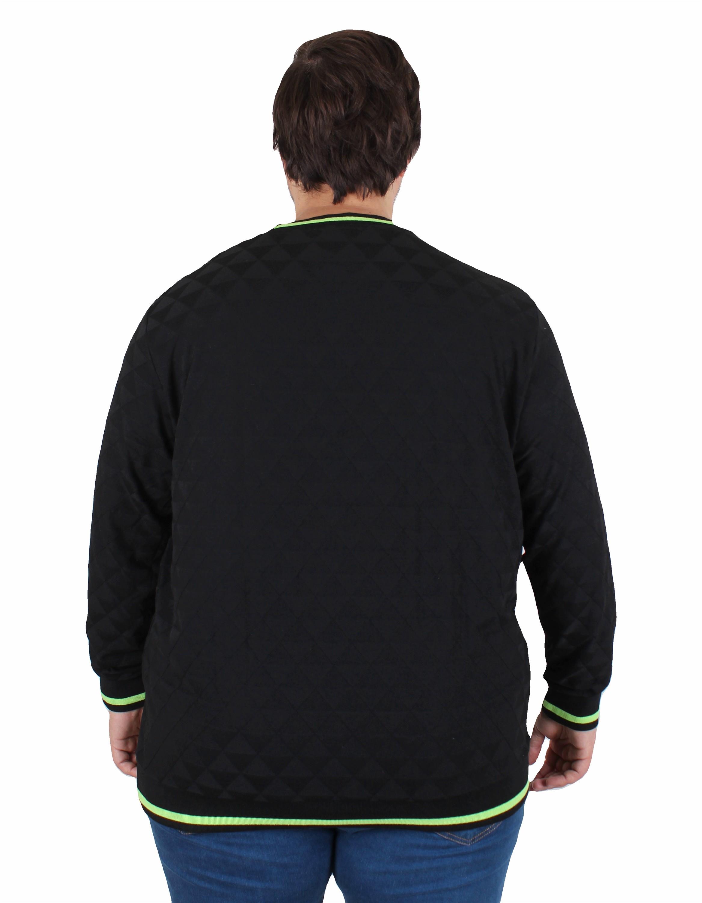 Mocgrande Erkek Büyük Beden Sıfır Yaka Triko Kazak Diamond 25200 SIYAH