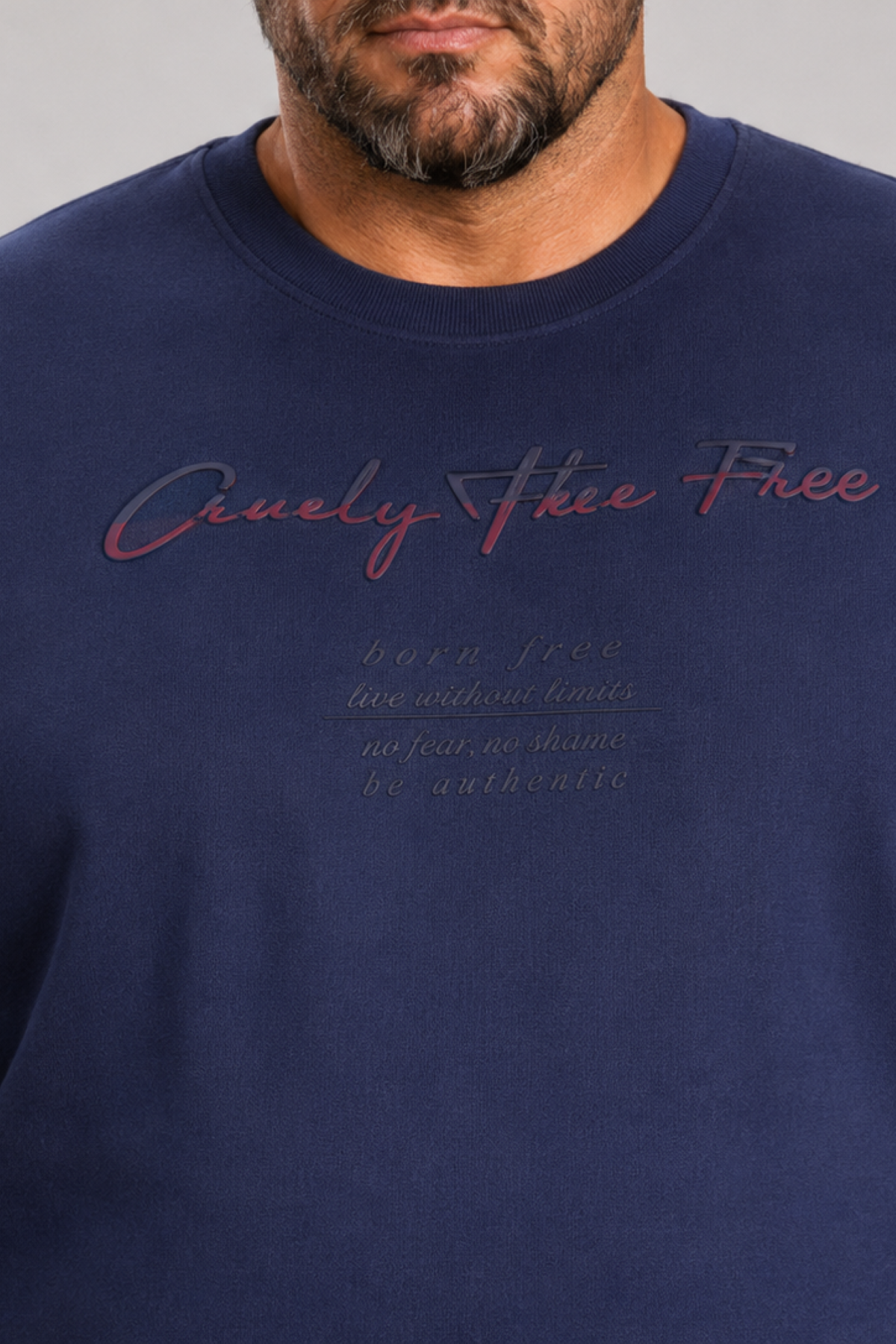 Mocgrande Erkek Büyük Beden Sıfır Yaka Sweat Only Free 23202 INDIGO
