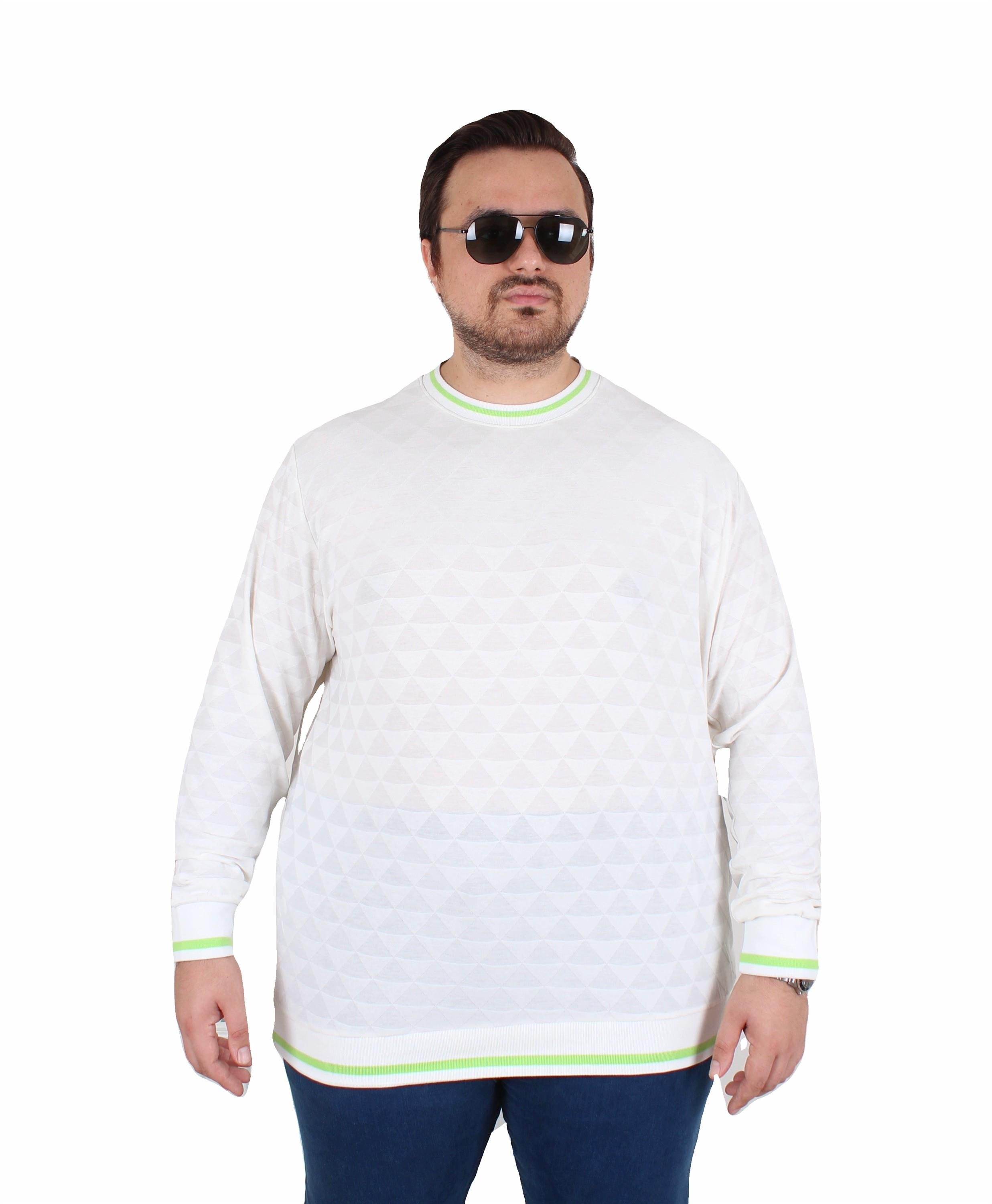 Mocgrande Erkek Büyük Beden Sıfır Yaka Triko Kazak Diamond 25200 EKRU