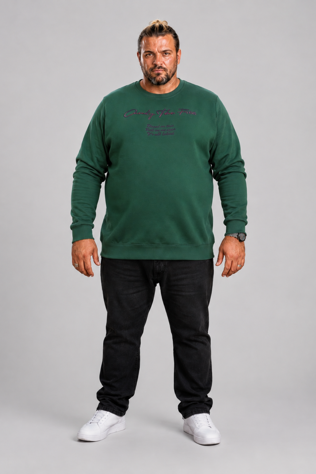 Mocgrande Erkek Büyük Beden Sıfır Yaka Sweat Only Free 23202 NEFTI