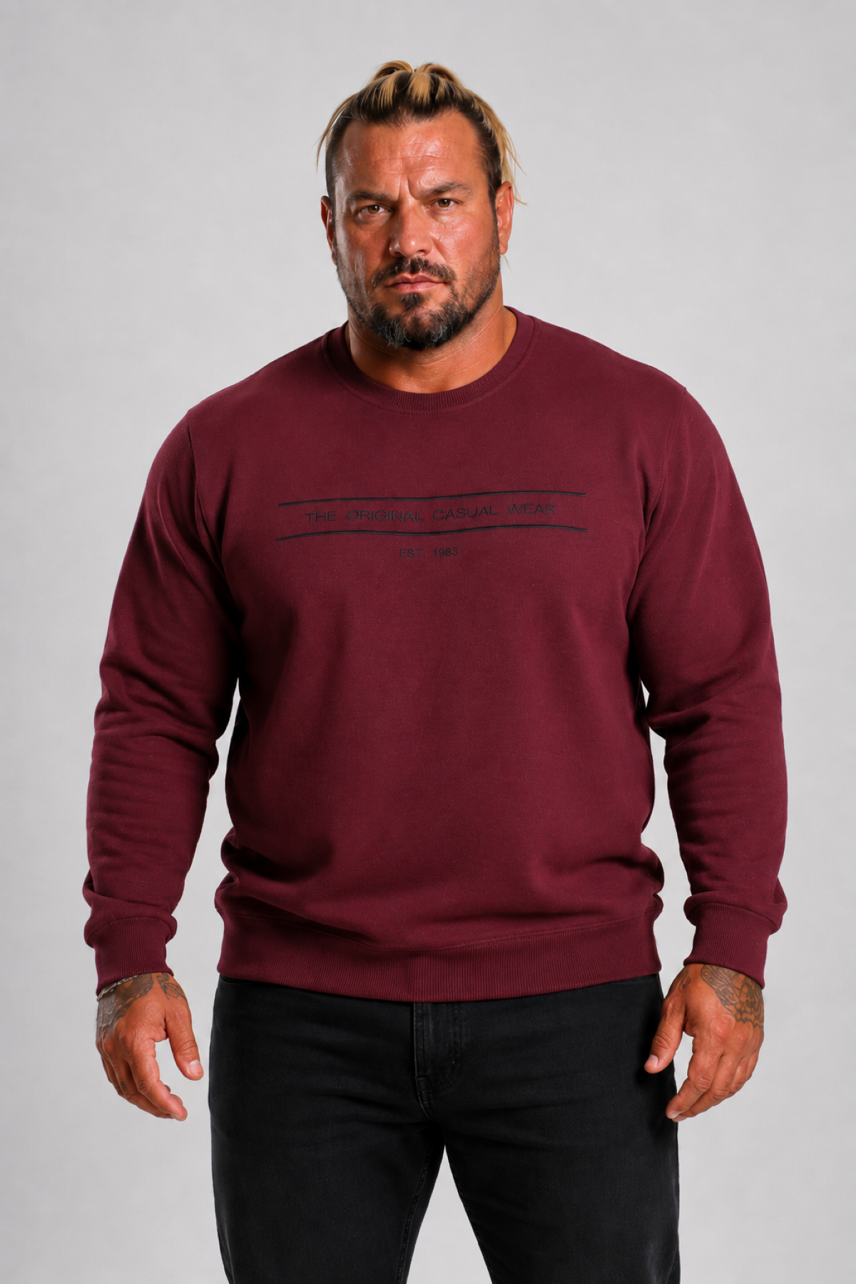 Mocgrande Erkek Büyük Beden Sıfır Yaka 3ip Sweat Original 24203 MURDUM