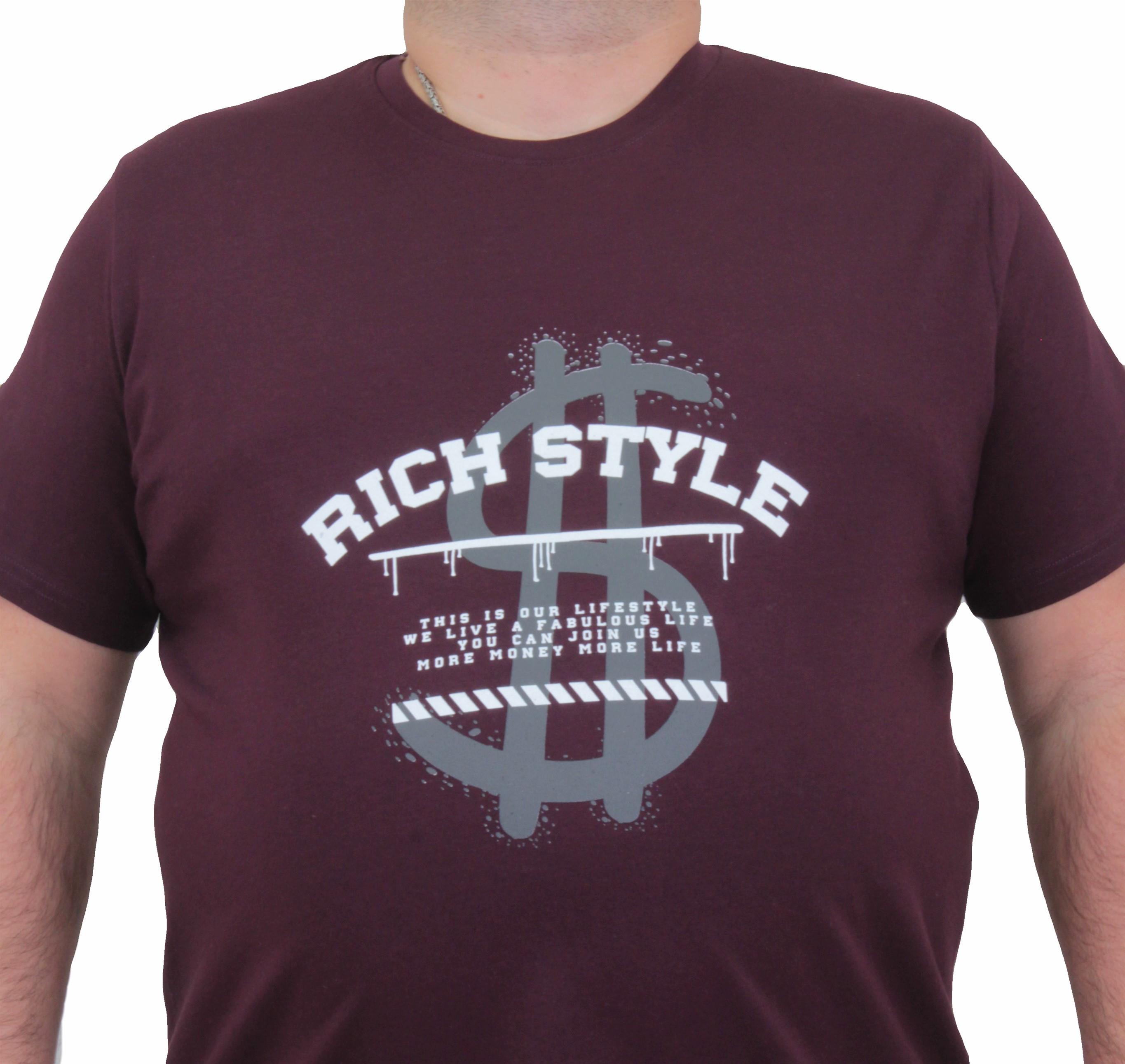 Mocgrande Erkek Büyük Beden Sıfır Yaka Tişört Rich Style 24137 MURDUM