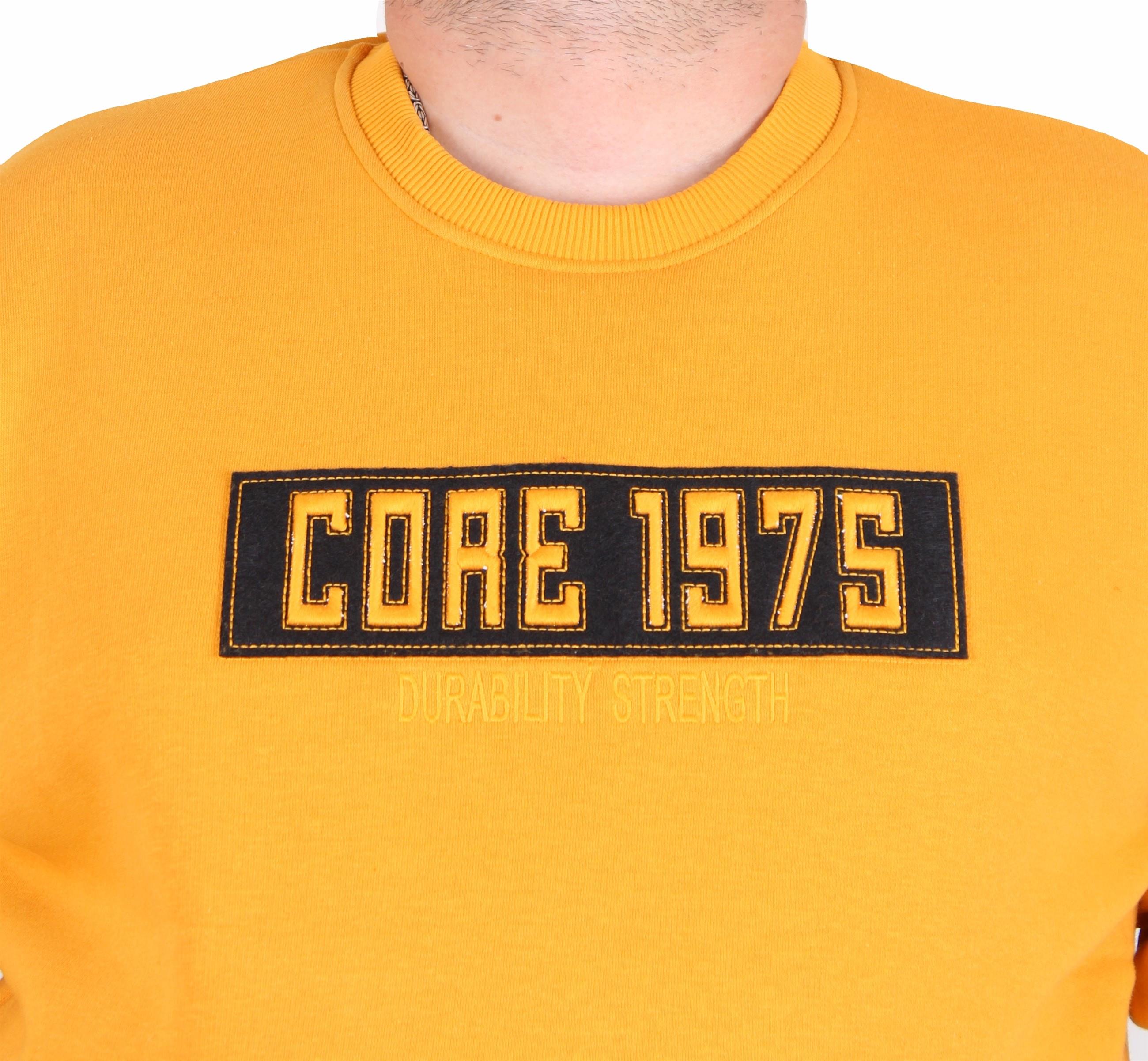 Mocgrande Erkek Büyük Beden Sıfır Yaka 3ip Sweat Core 1975 24209 HARDAL