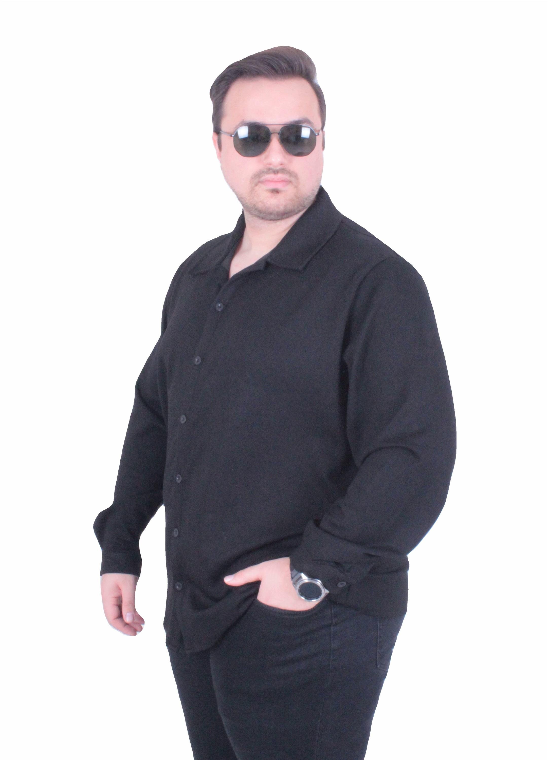 Mocgrande Erkek Büyük Beden Uzun Kollu Gömlek 25727 SIYAH