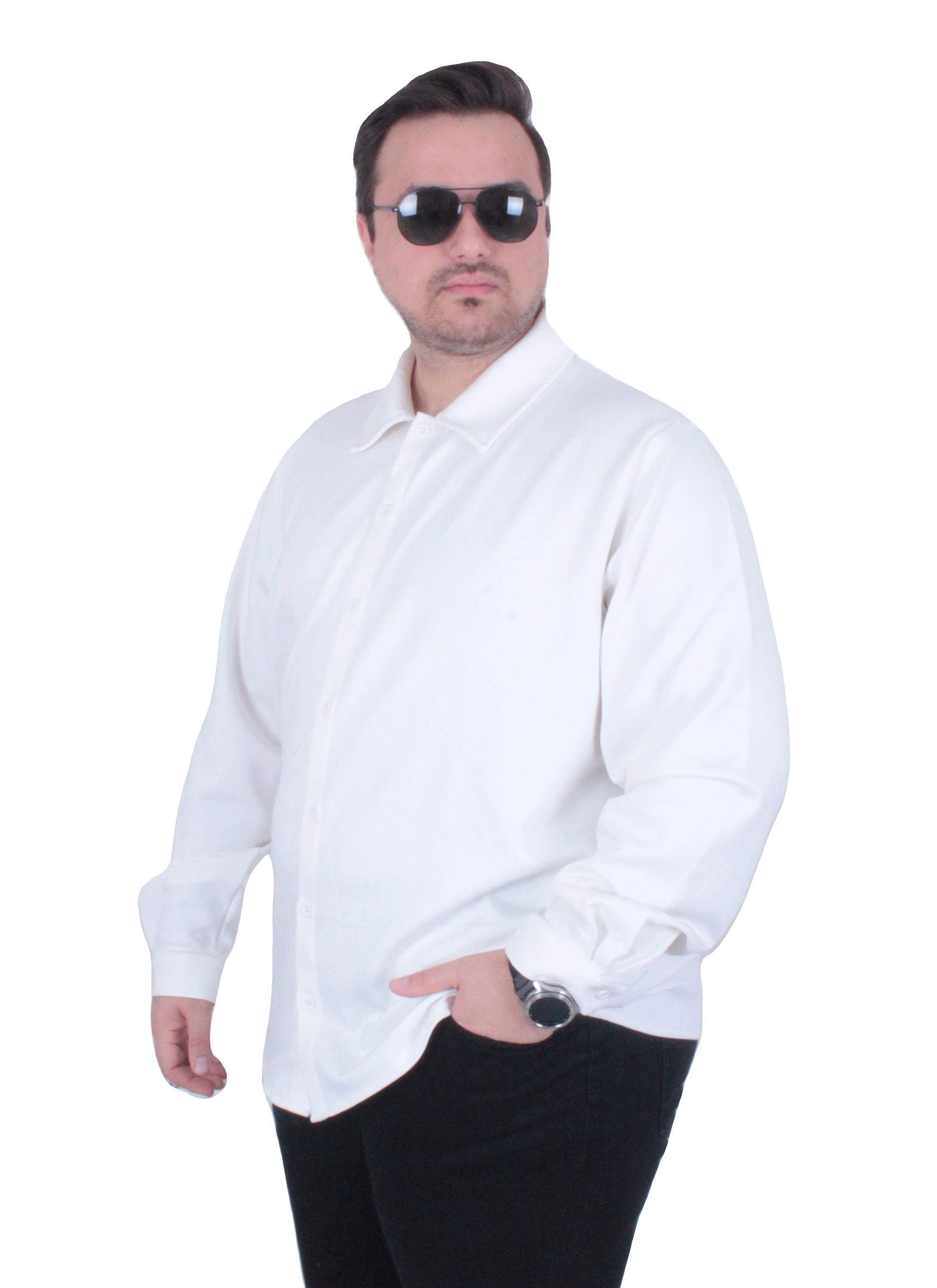 Mocgrande Erkek Büyük Beden Uzun Kollu Gömlek 25727 EKRU