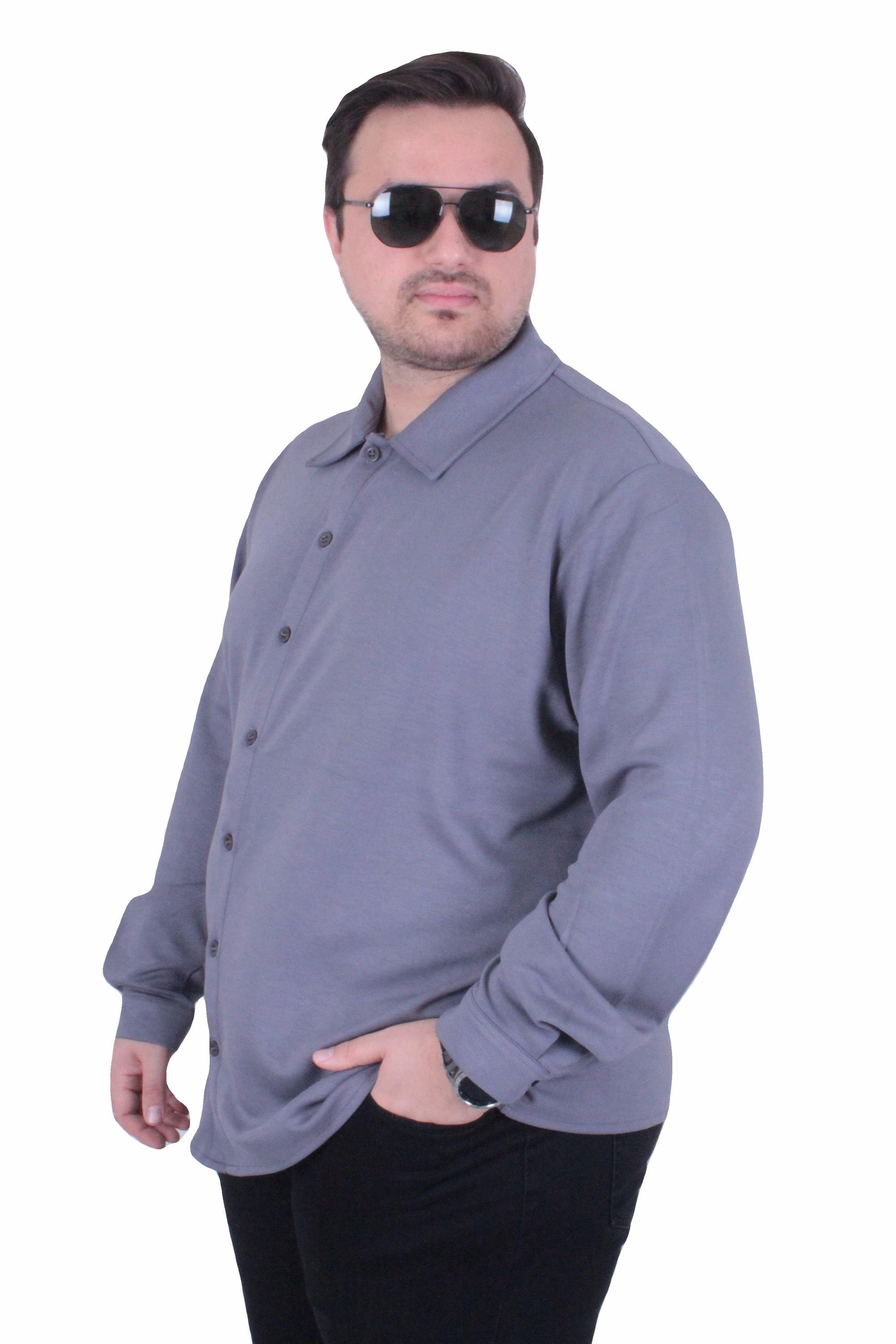 Mocgrande Erkek Büyük Beden Uzun Kollu Gömlek 25727 FUME