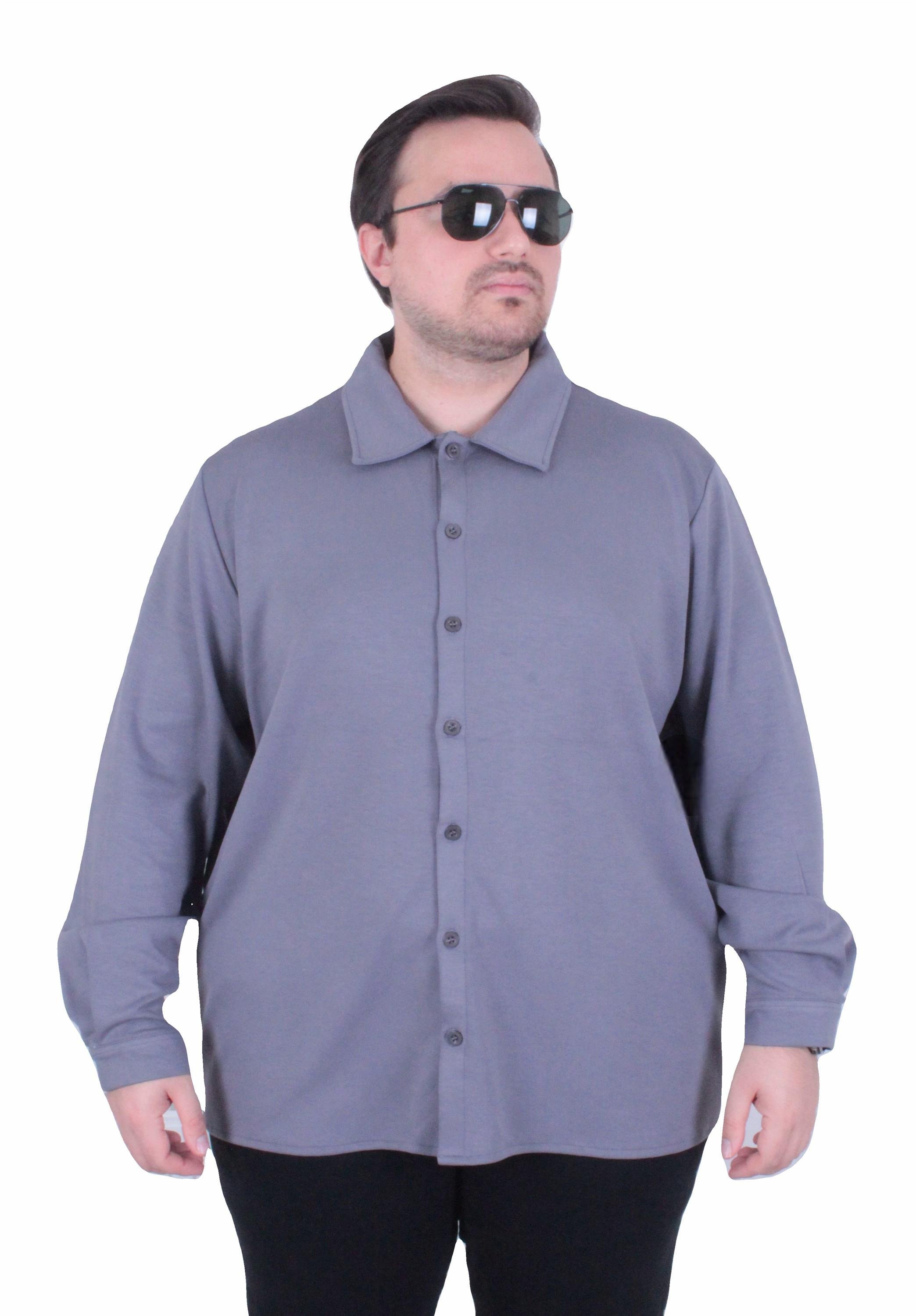 Mocgrande Erkek Büyük Beden Uzun Kollu Gömlek 25727 FUME