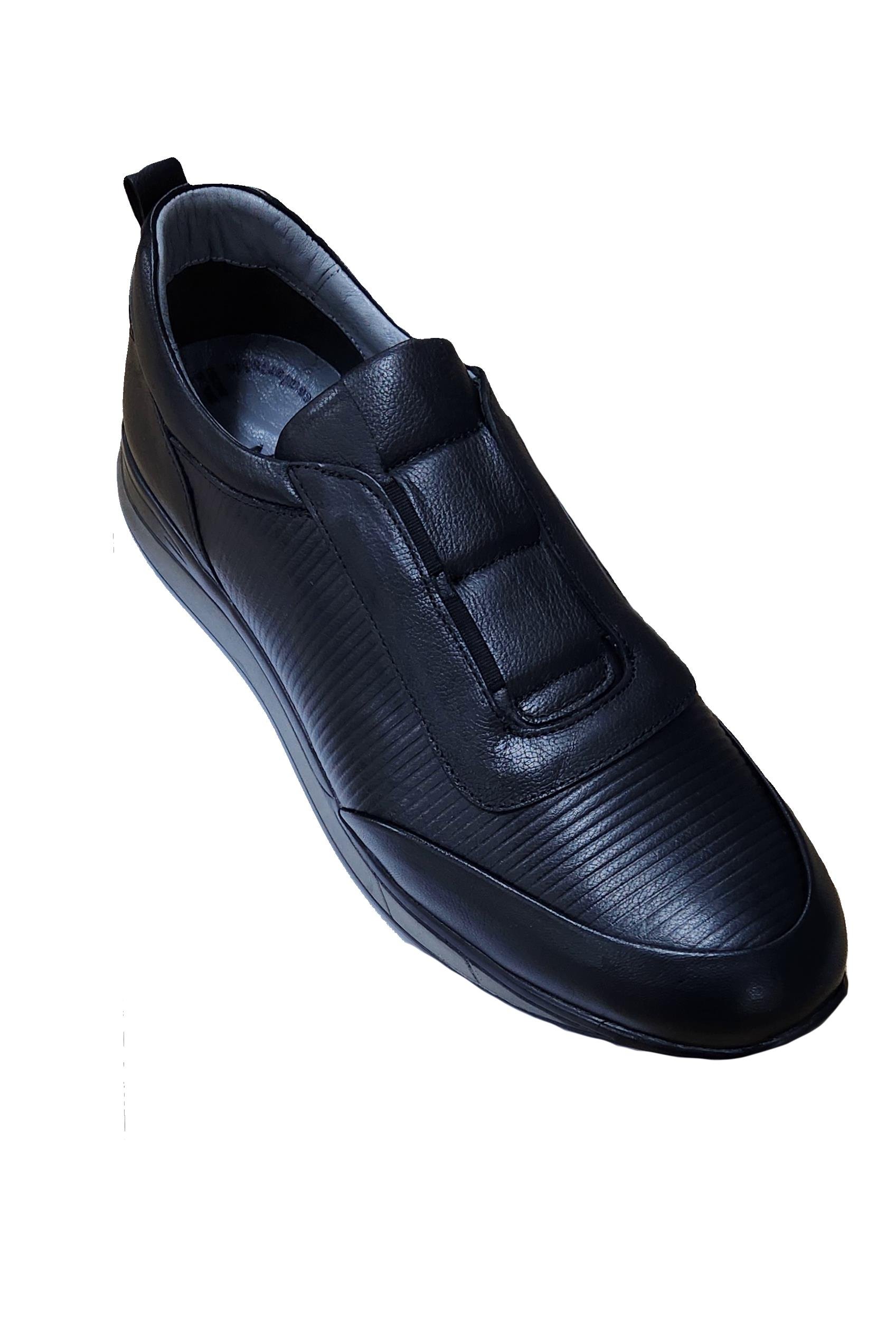 Mocgrande Erkek Hakiki Deri Spor Bağcıksız Ayakkabı CTN4457 SIYAH