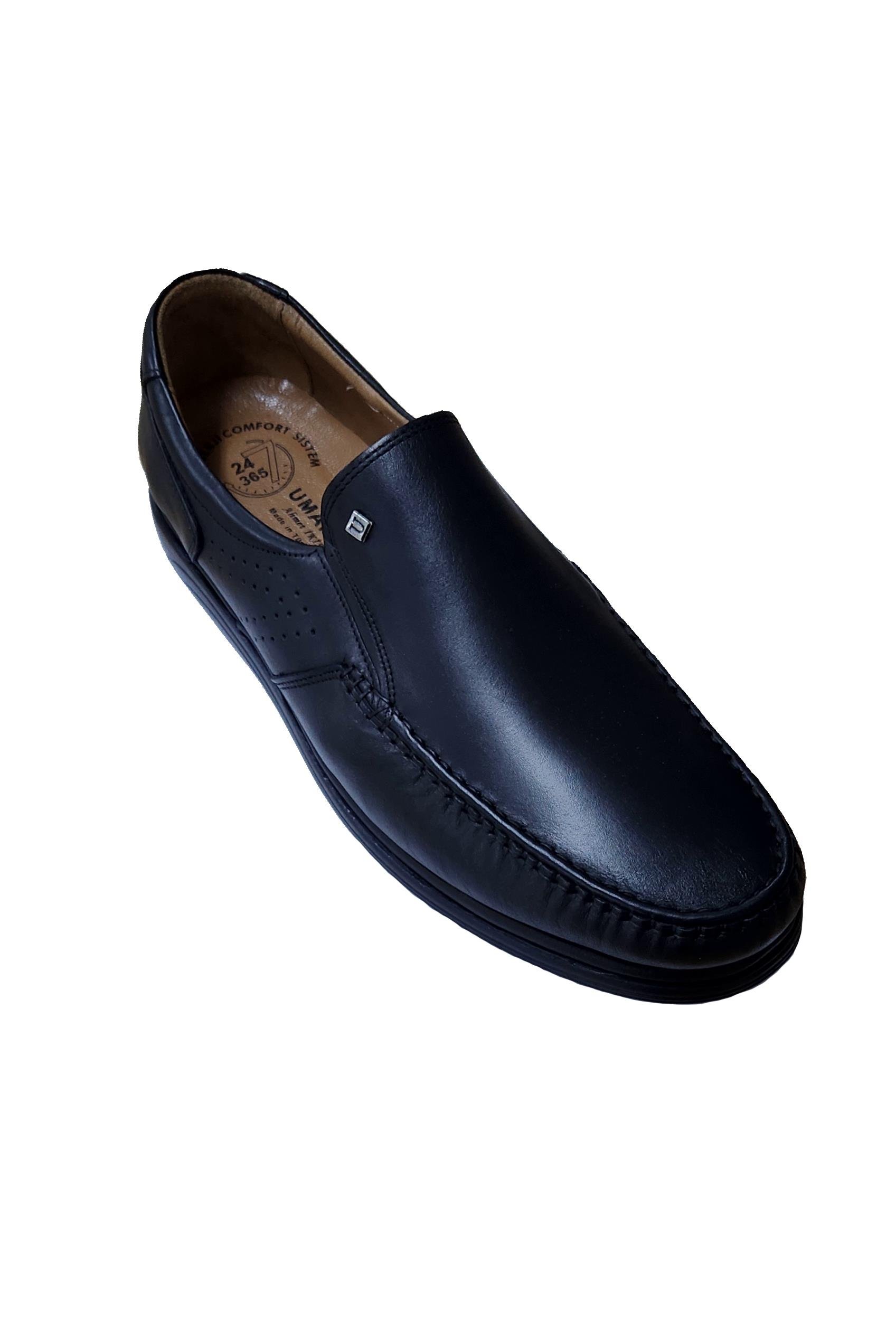 Mocgrande Erkek Hakiki Deri Tokalı Bağcıksız Ayakkabı UMR338 SIYAH