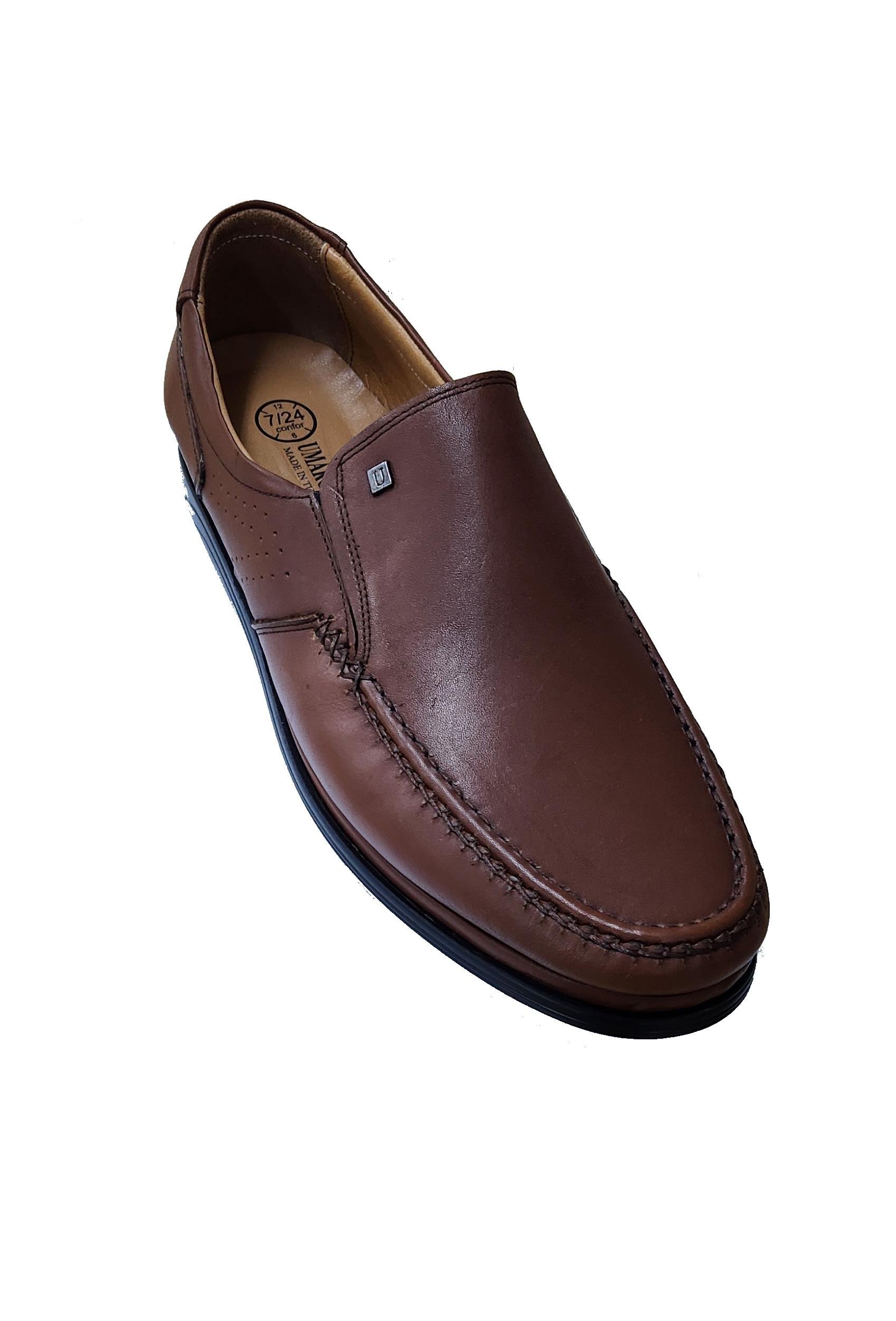 Mocgrande Erkek Hakiki Deri Tokalı Bağcıksız Ayakkabı UMR338 TABA