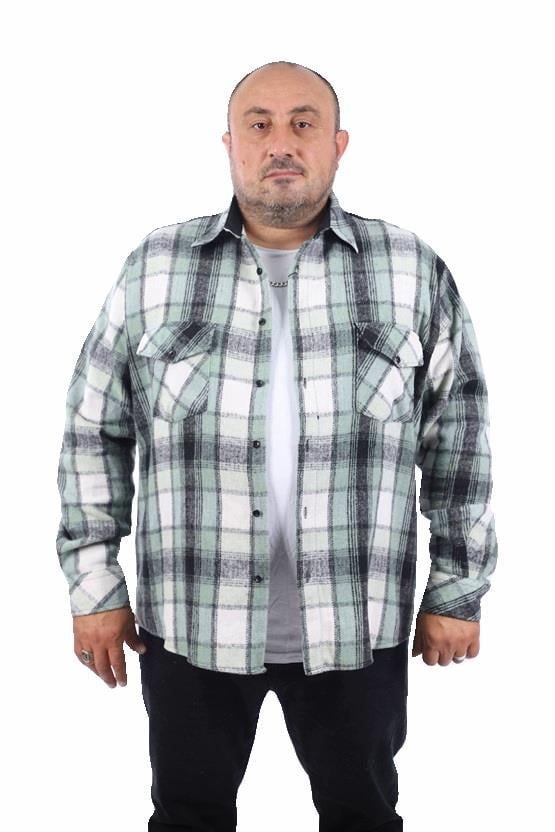 MocGrande Oduncu Gömlek Çift Cep Big Plaid 22216 YESIL