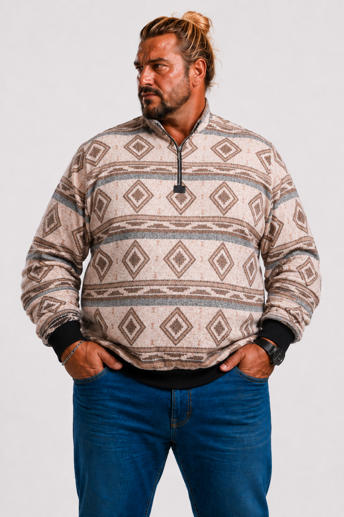 MocGrande Sweatshirt Oduncu Polo Yaka Fermuarlı 22220 KAHVERENGİ