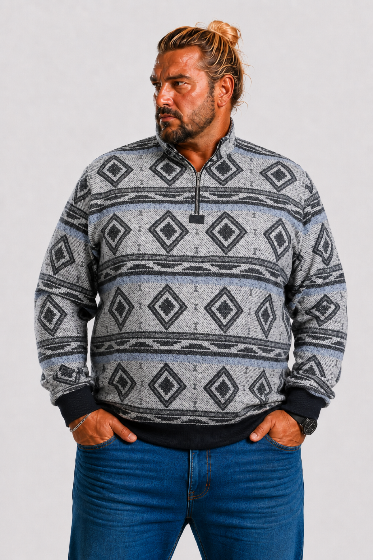 MocGrande Sweatshirt Oduncu Polo Yaka Fermuarlı 22220 SIYAH