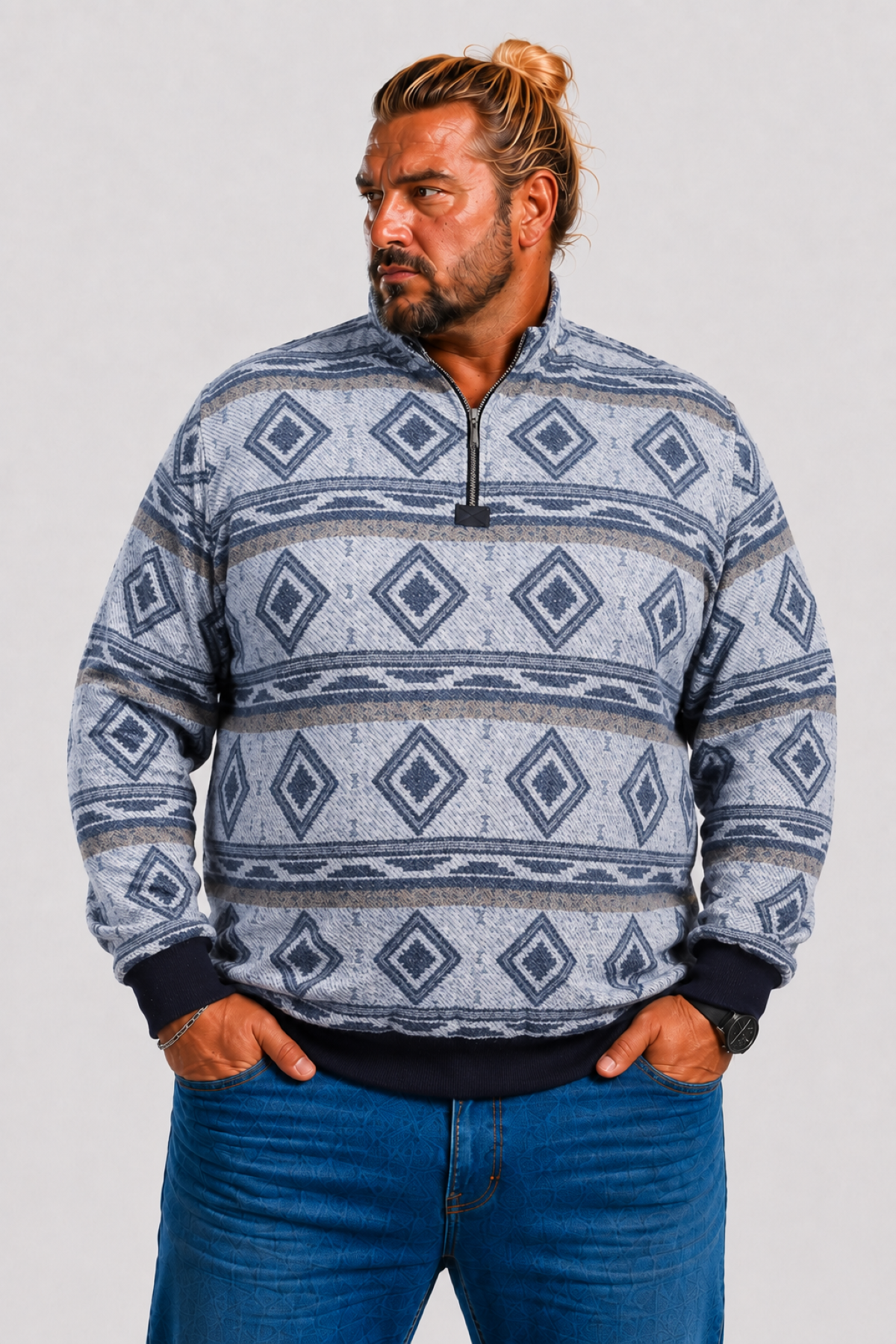 MocGrande Sweatshirt Oduncu Polo Yaka Fermuarlı 22220 LACIVERT