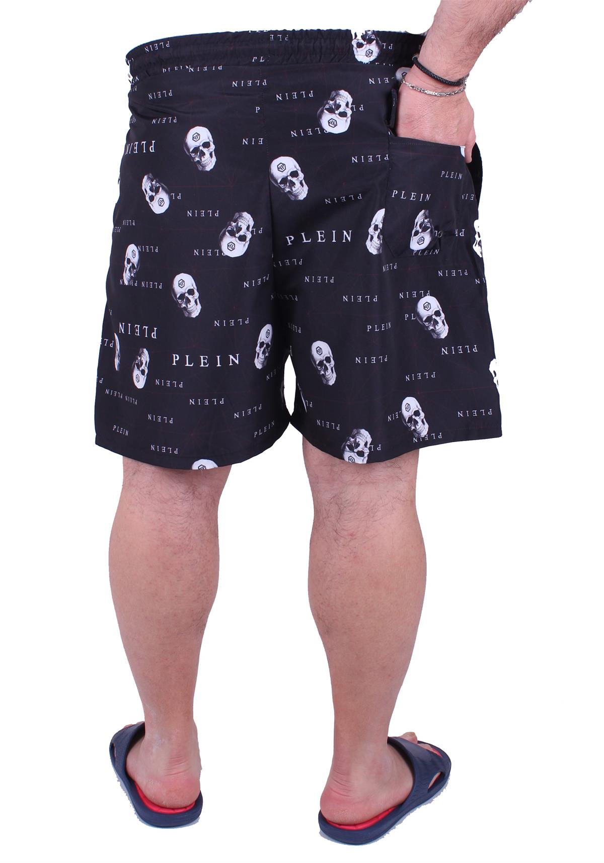 Erkek Büyük Beden Deniz Şortu Skull 23675 SIYAH