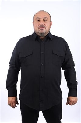 MocGrande Büyük Beden Erkek Giyim Çift Cep Kapaklı Uzun Kol 22312