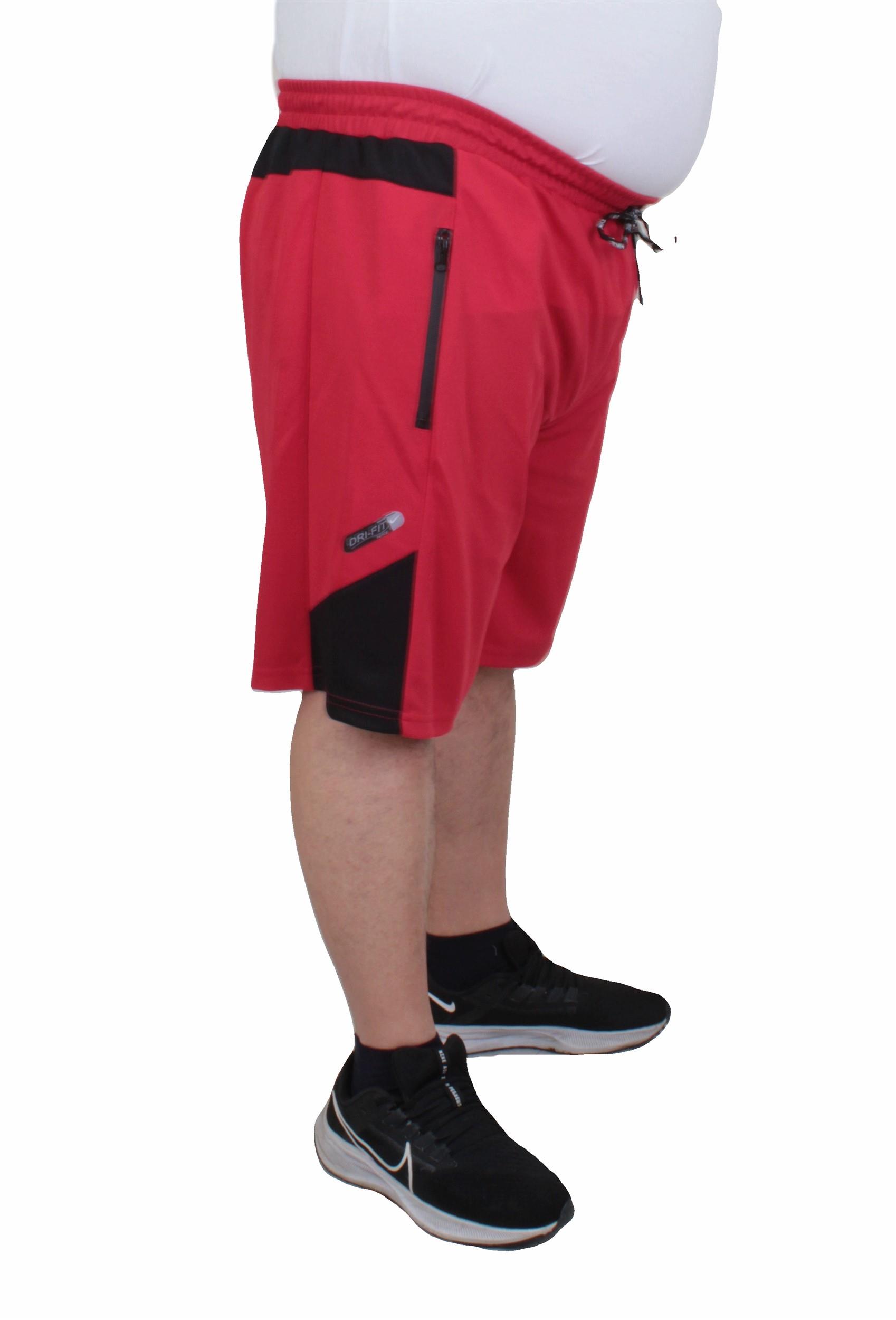 Erkek Büyük Beden Likralı Şort Damla Desen Dri Fit Nk 24639 KIRMIZI