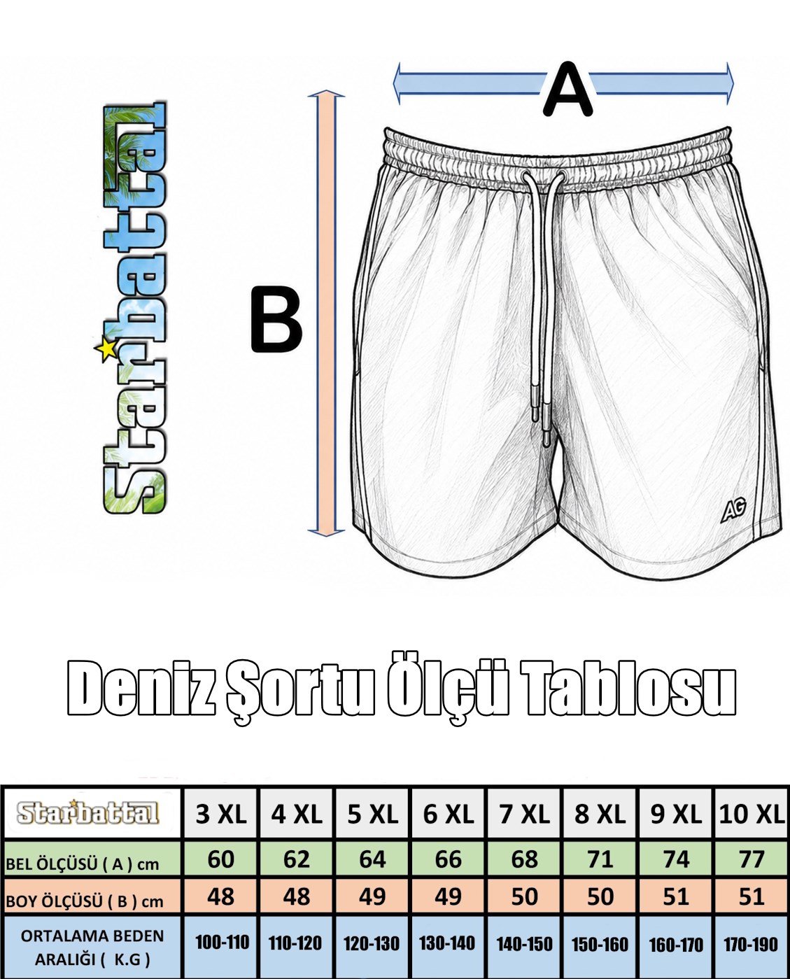 Starbattal Erkek Büyük Beden Deniz Şortu Baskılı 26619 AÇIK LACİVERT