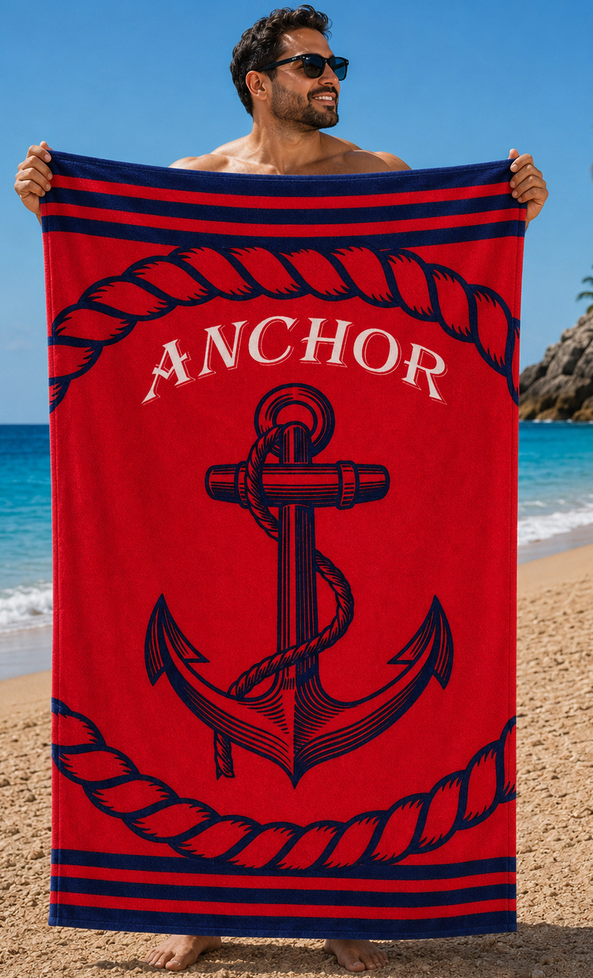 Starbattal Plaj Havlusu 75 X 150 Crimson Anchor 42104 KIRMIZI