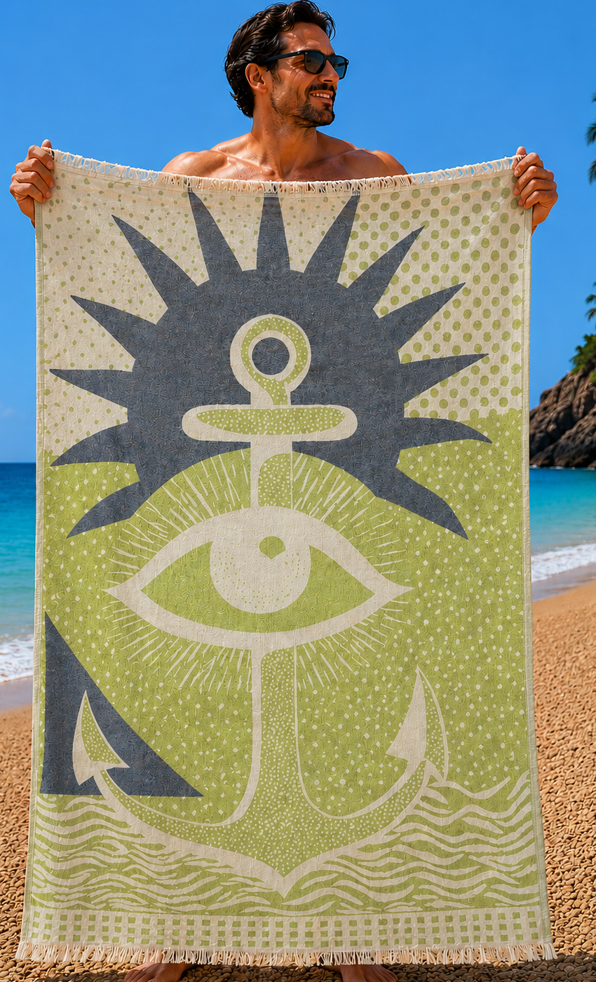 Starbattal Plaj Havlusu 90 x 180 Abstract Anchor 42150 YESIL