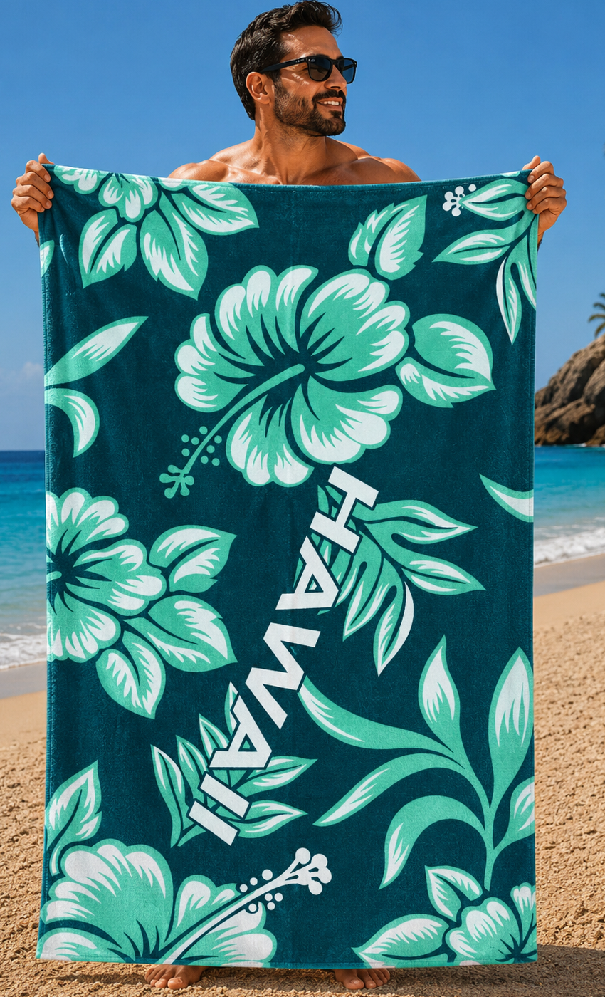 Starbattal Plaj Havlusu 75 X 150 Hawaii Hibiscus 42105 SU YEŞİLİ