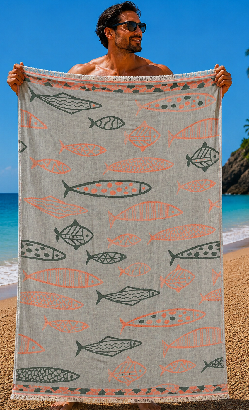 Starbattal Plaj Havlusu 90 X 180 Terracotta Fish 42157 TURUNCU