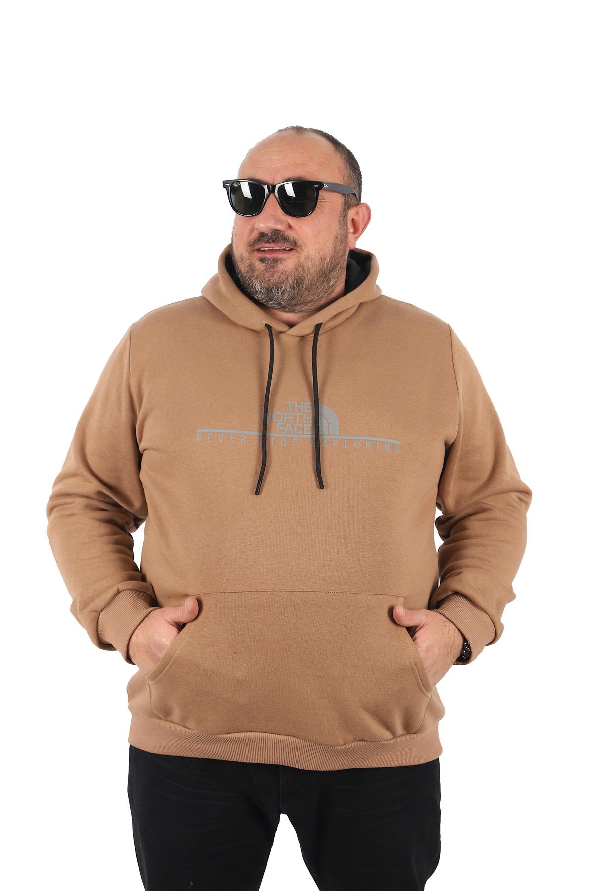 Erkek büyük beden kapşonlu Nrt Fc Sweatshirt S.KAHVE