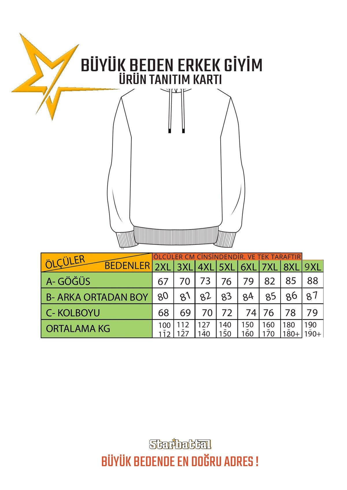 Starbattal Büyük Beden Erkek Sweat Just 22733 SIYAH