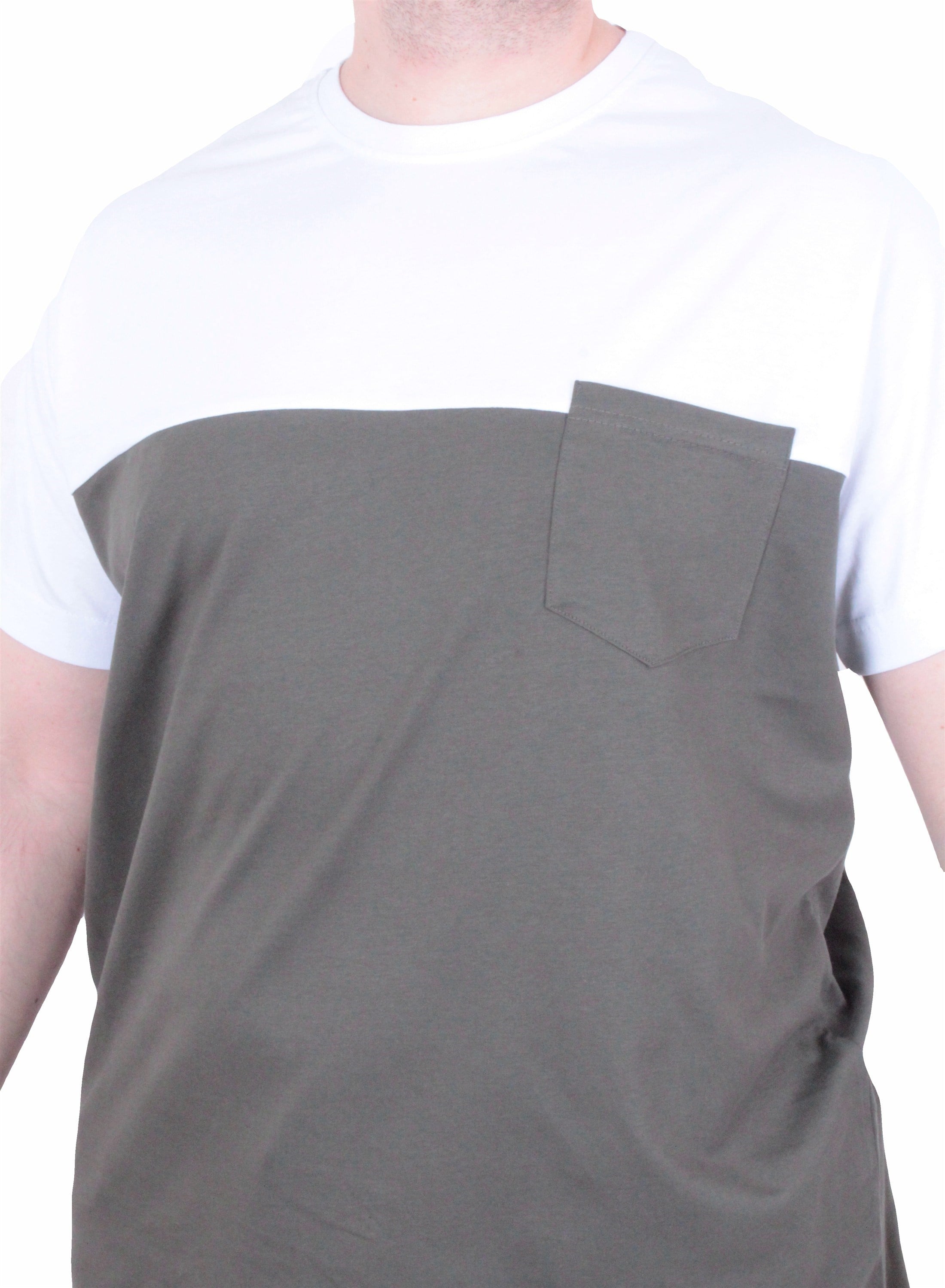 Starbattal Erkek Büyük Beden Sıfır Yaka Tişört Cepli Parçalı 26144 Askeri Yeşil