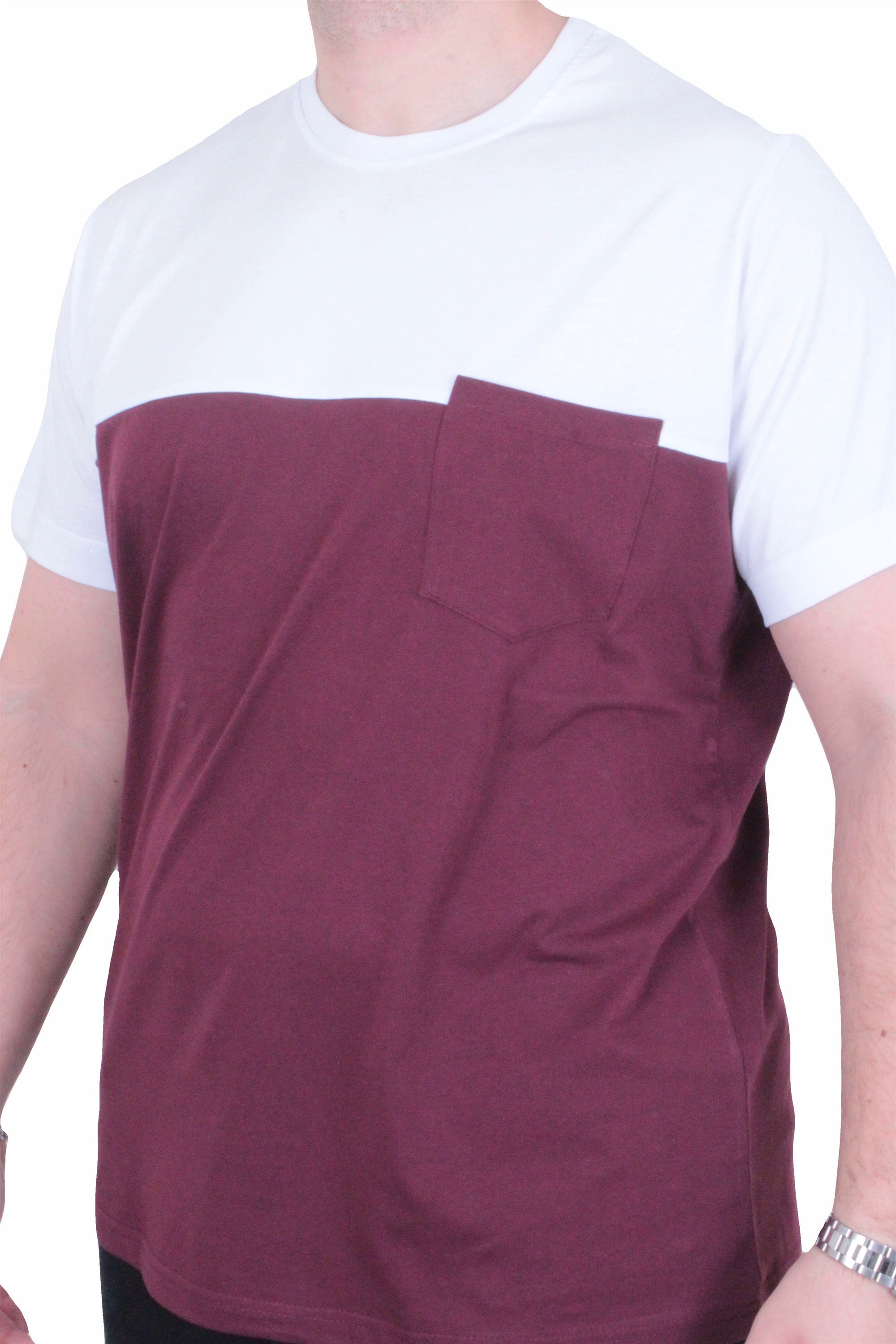 Starbattal Erkek Büyük Beden Sıfır Yaka Tişört Cepli Parçalı 26144 MURDUM