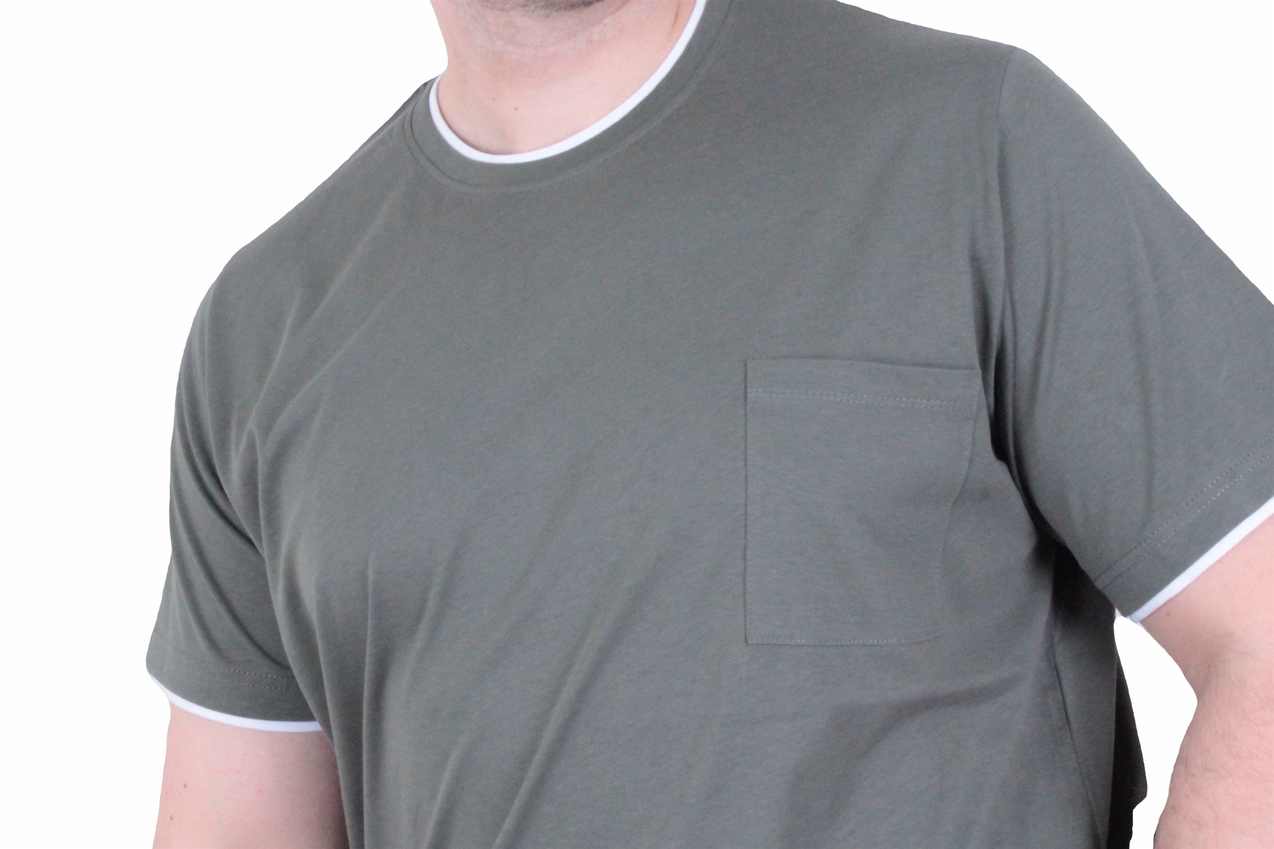 Starbattal Erkek Büyük Beden Sıfır Yaka Tişört Cepli 26143 HAKI