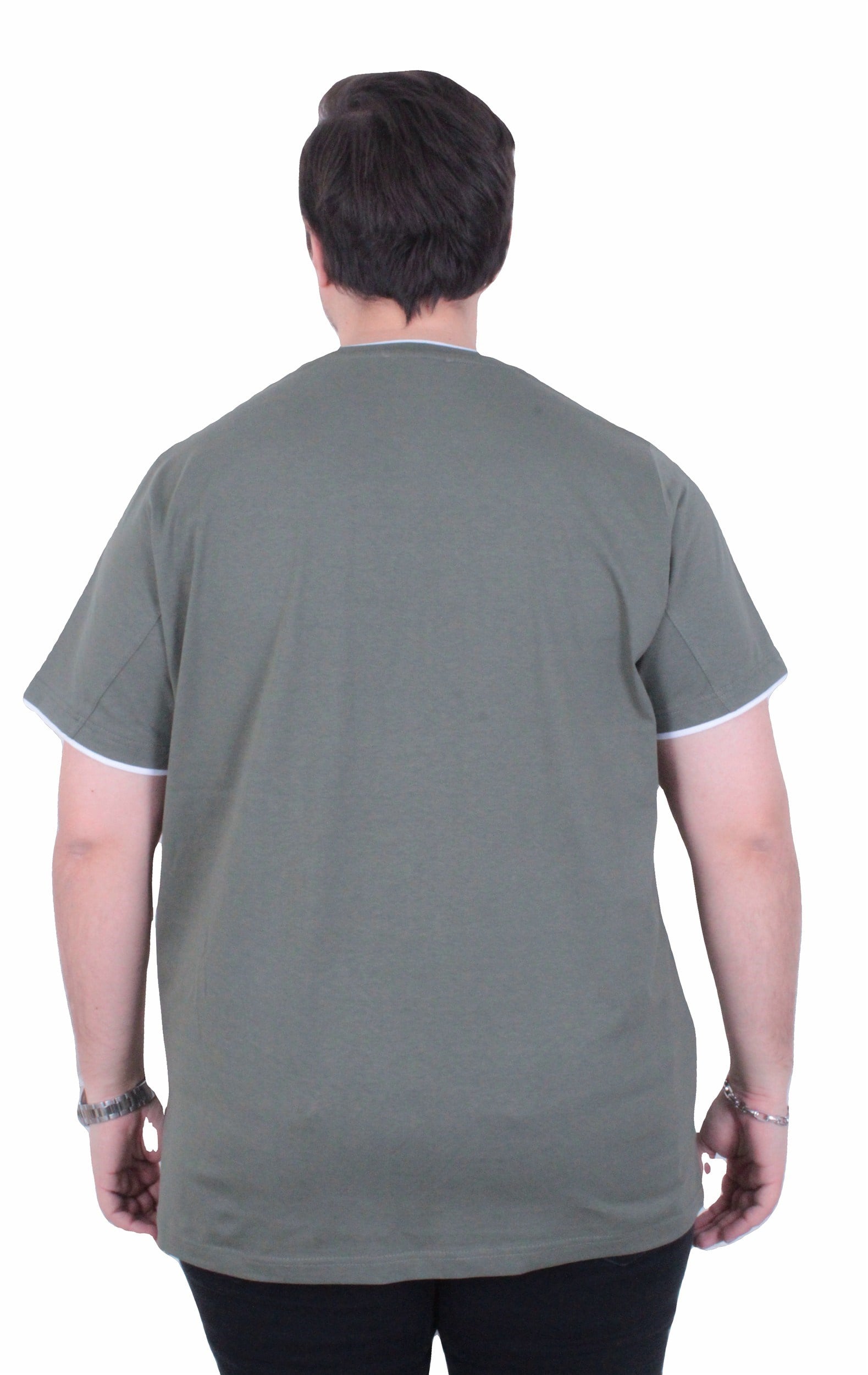 Starbattal Erkek Büyük Beden Sıfır Yaka Tişört Cepli 26143 HAKI