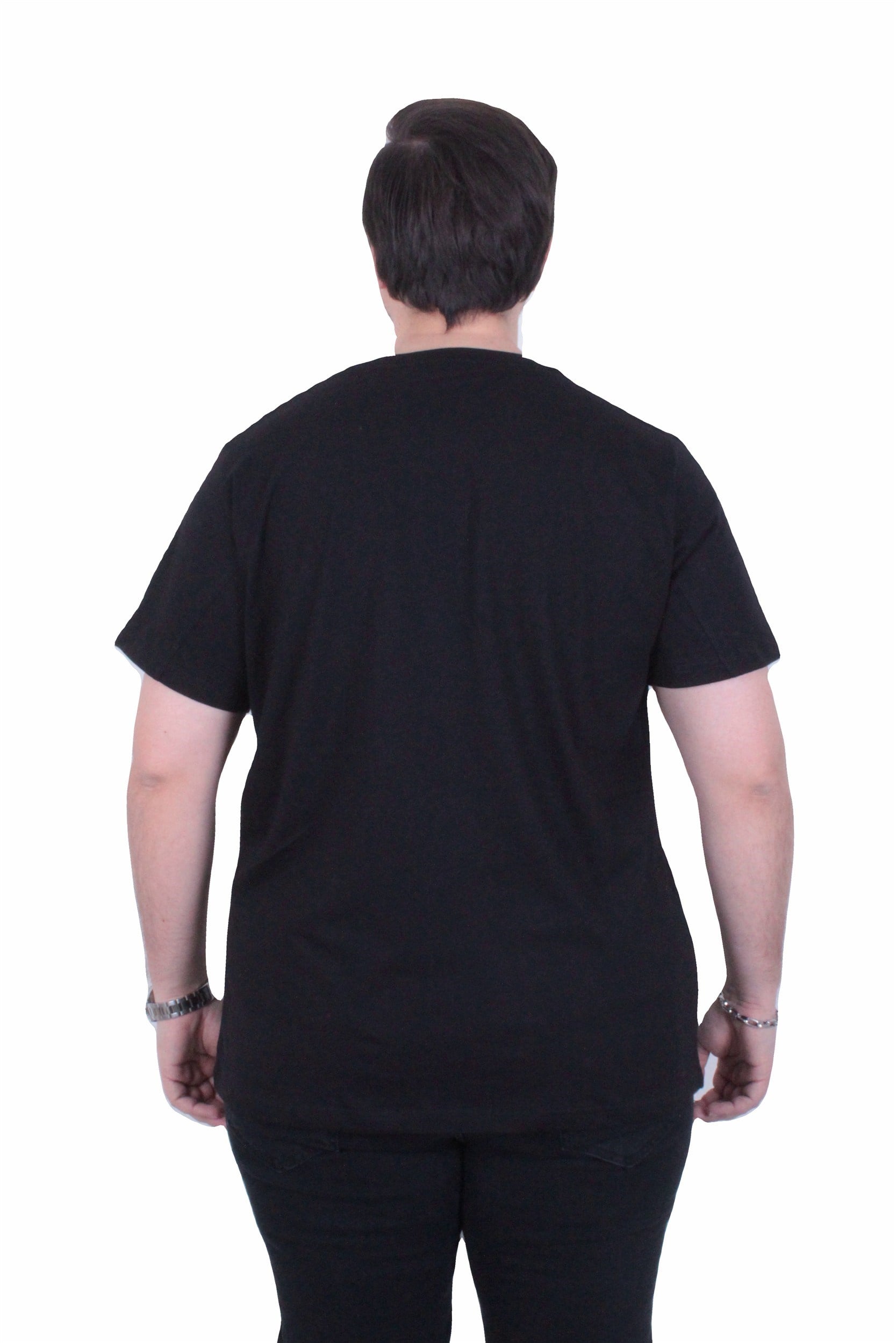 Starbattal Erkek Büyük Beden Sıfır Yaka Tişört Cepli 26145 SIYAH