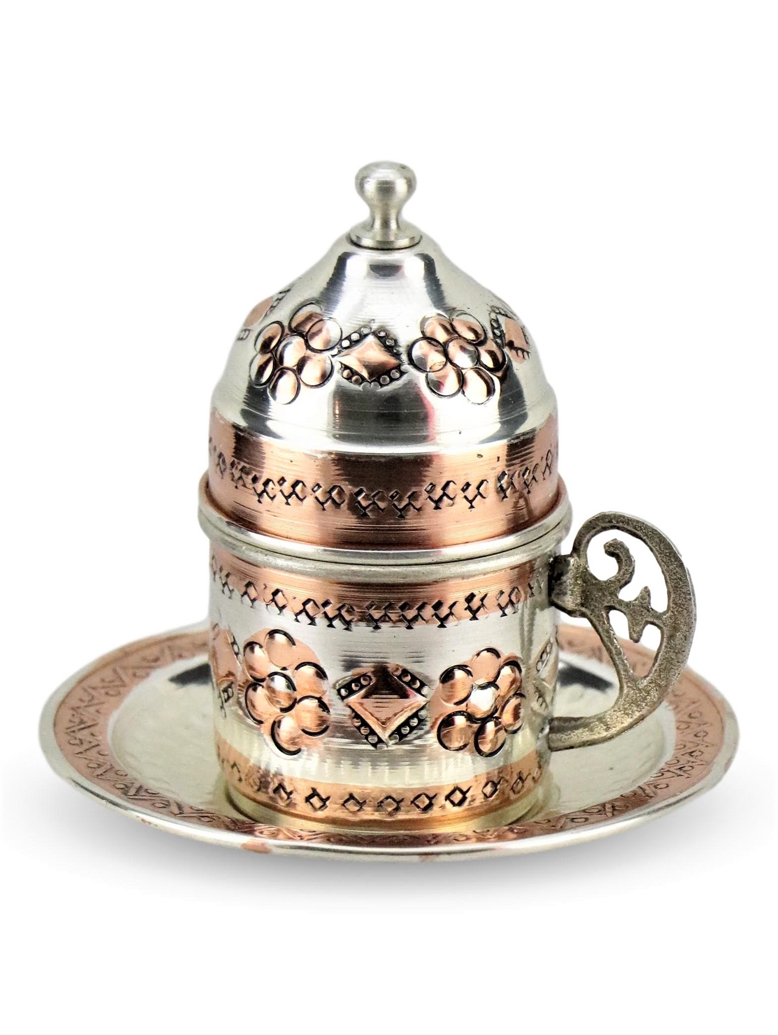 Bakır Çay ve Kahve TakımlarıSonay Bakırcılık2 Kişilik Miray İşlemeli Bakır Kahve Takımı