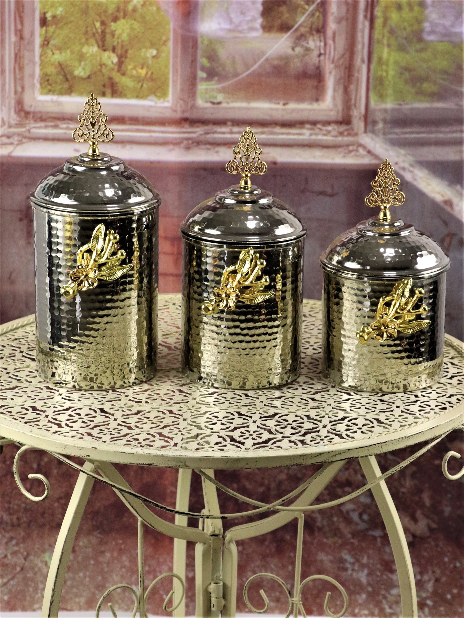 Copper Spice ContainerSonay Bakırcılık3 lü Dövme Bakır Baharatlık 