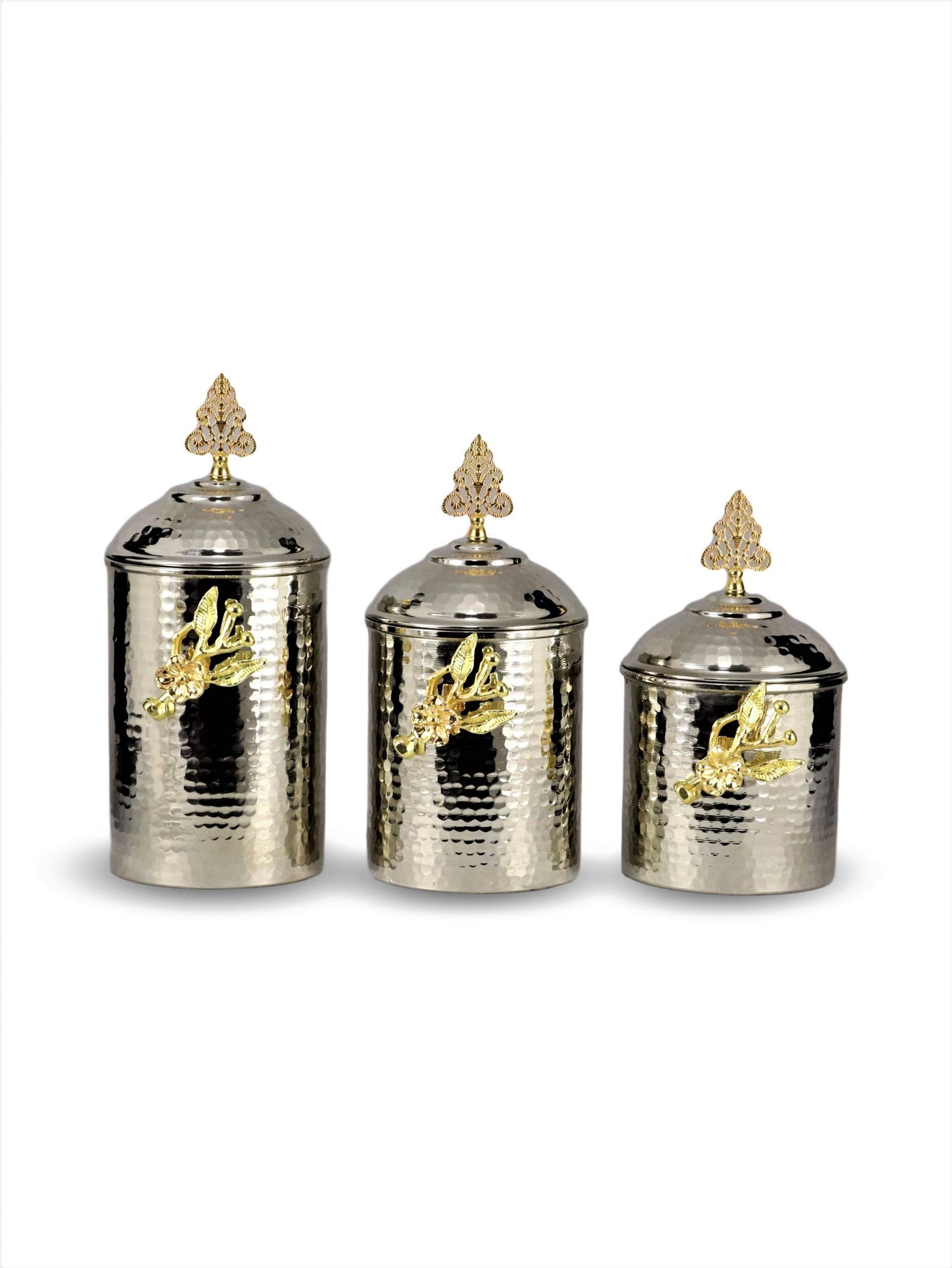 Copper Spice ContainerSonay Bakırcılık3 lü Dövme Bakır Baharatlık 