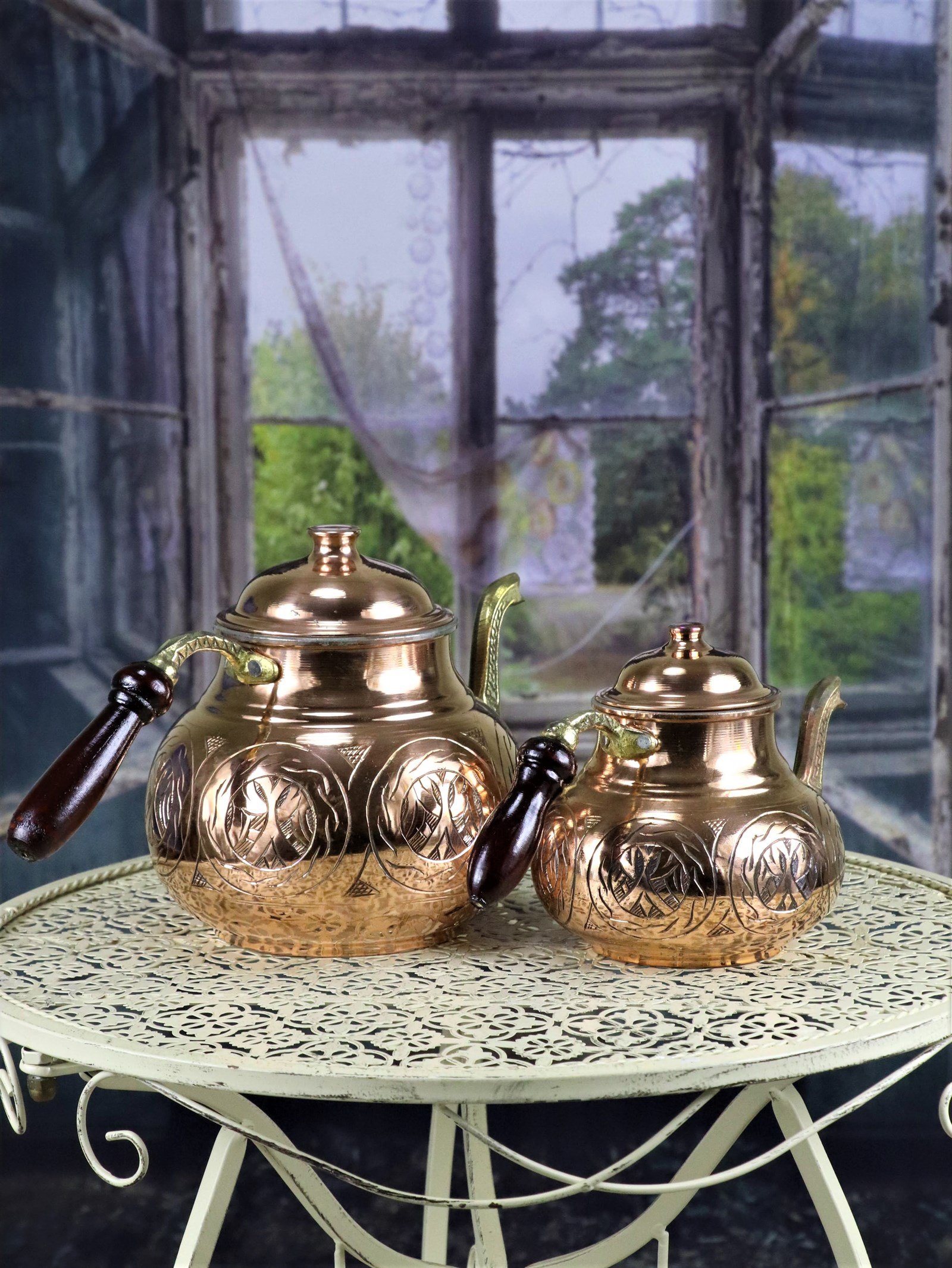 Bakır ÇaydanlıkSonay BakırcılıkAğır İşlemeli Keski Kırmızı Bakır Çaydanlık