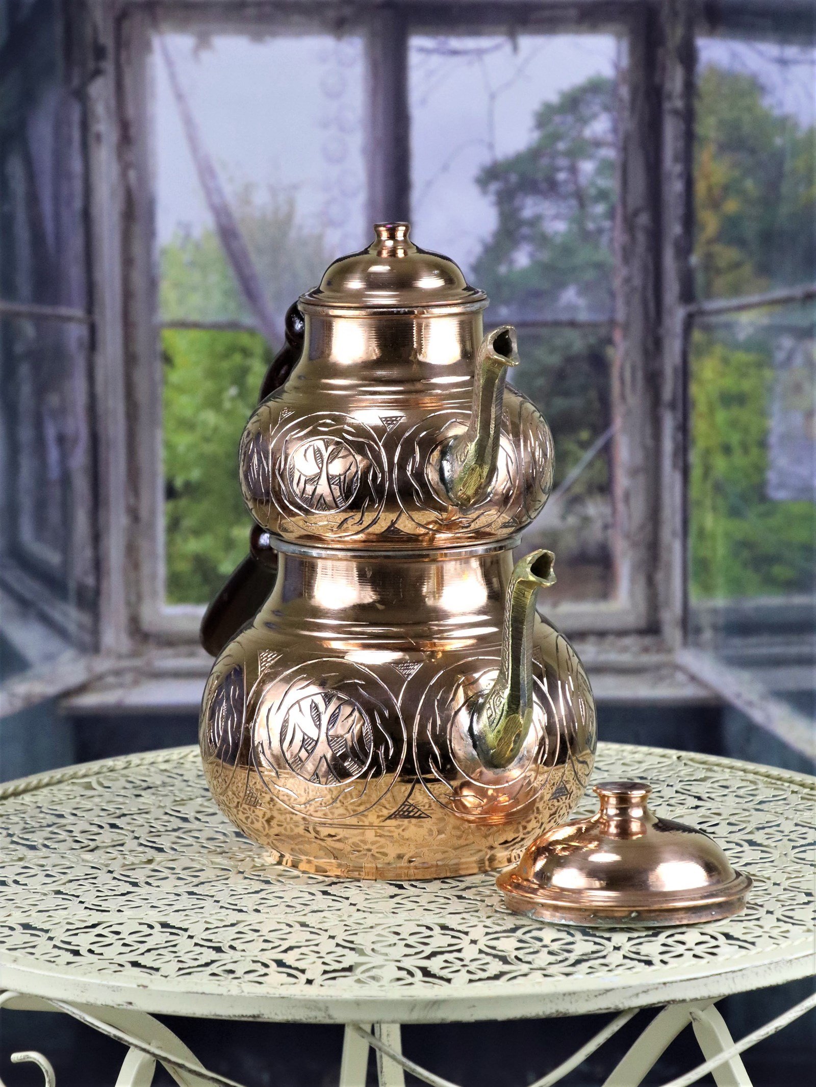 Bakır ÇaydanlıkSonay BakırcılıkAğır İşlemeli Keski Kırmızı Bakır Çaydanlık