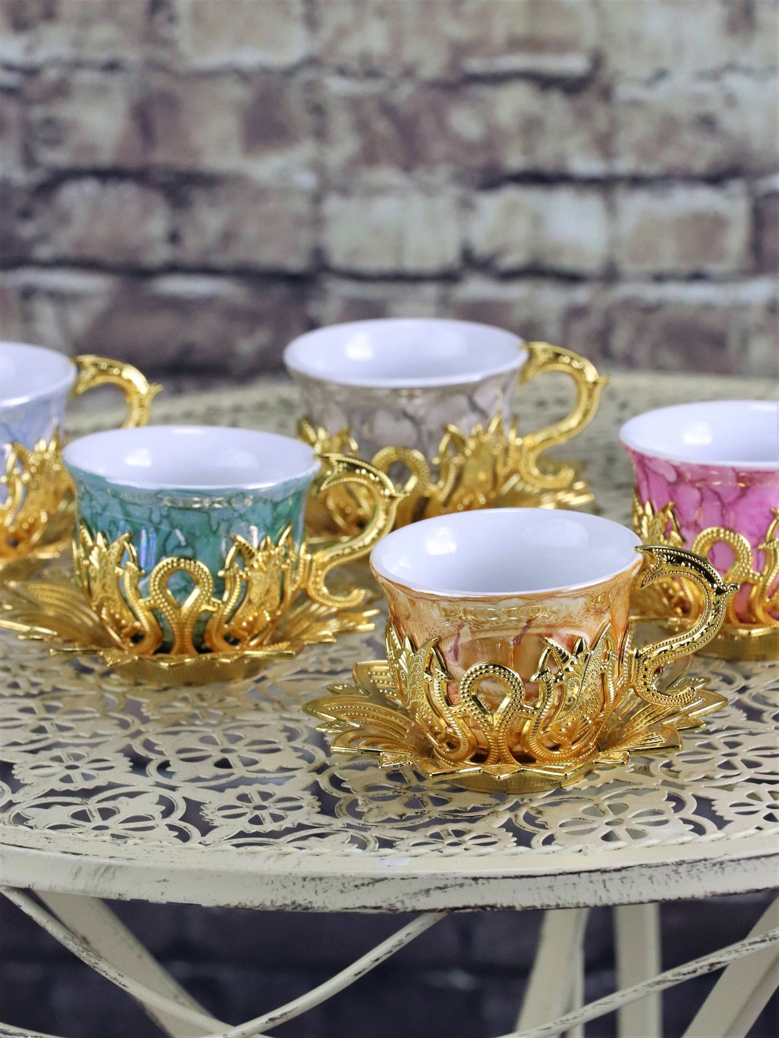 Bakır Çay ve Kahve TakımlarıSonay BakırcılıkBusem 6'lı Altın Rengi Kahve Takımı