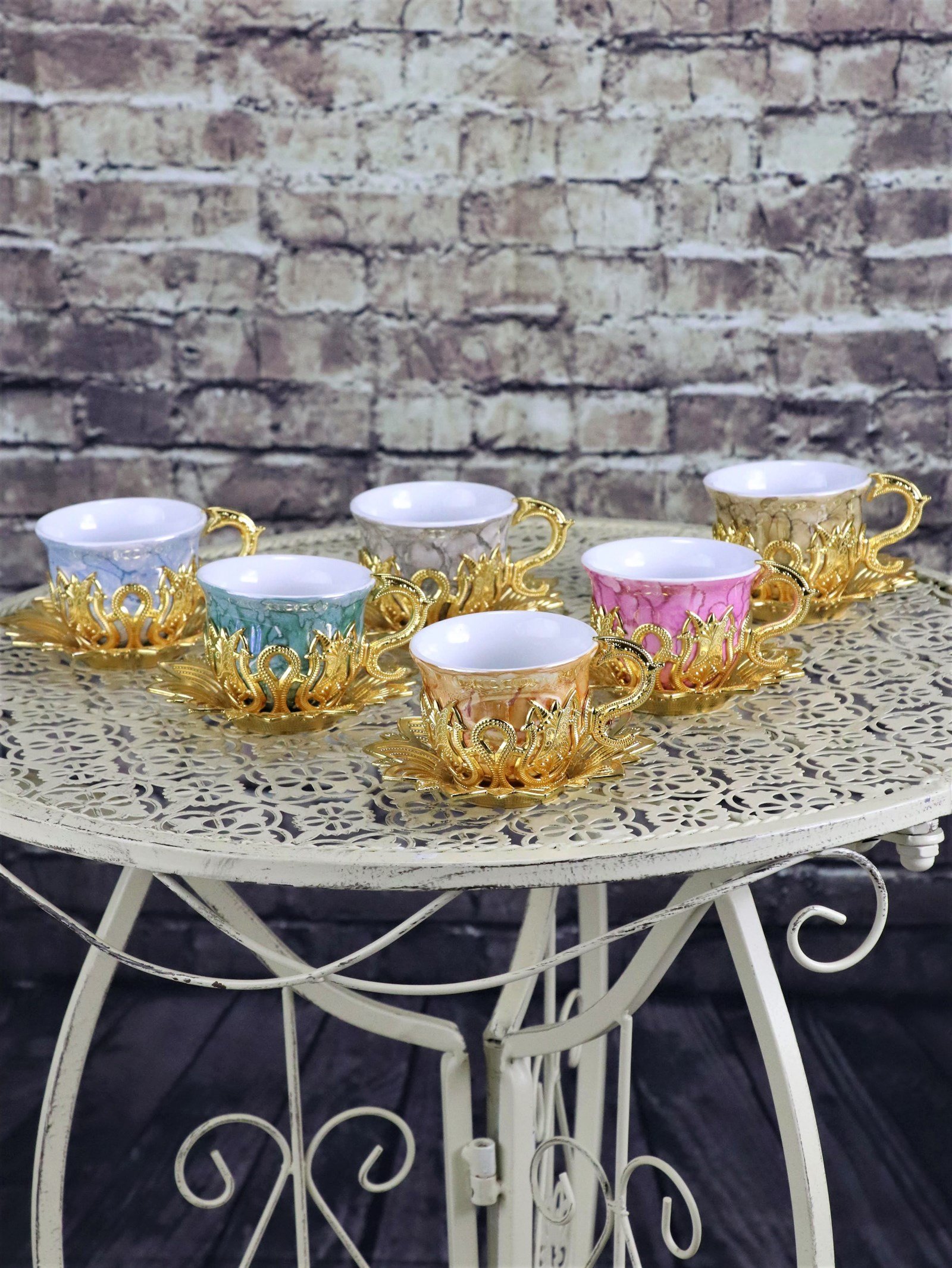 Bakır Çay ve Kahve TakımlarıSonay BakırcılıkBusem 6'lı Altın Rengi Kahve Takımı