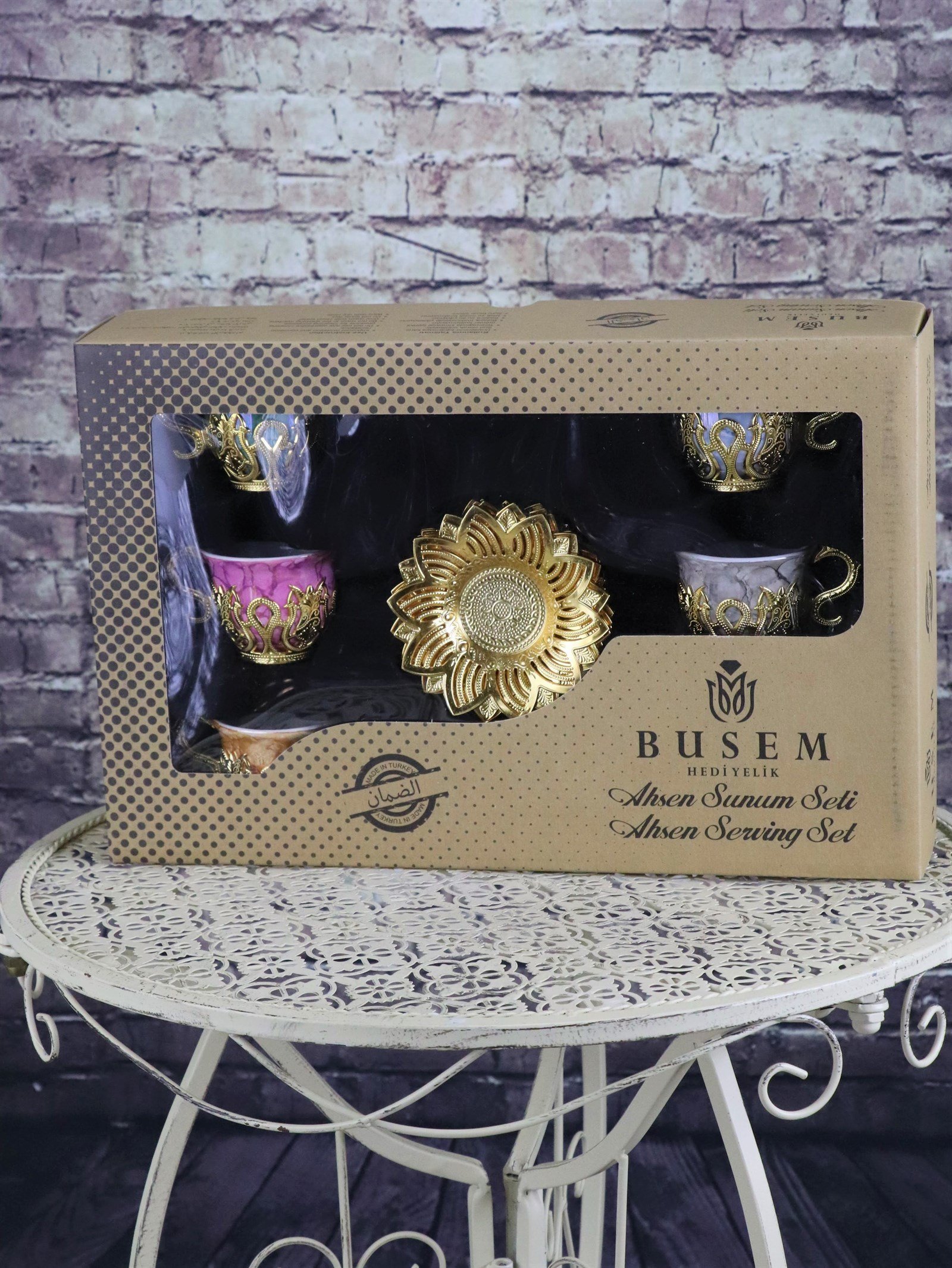 Bakır Çay ve Kahve TakımlarıSonay BakırcılıkBusem 6'lı Altın Rengi Kahve Takımı