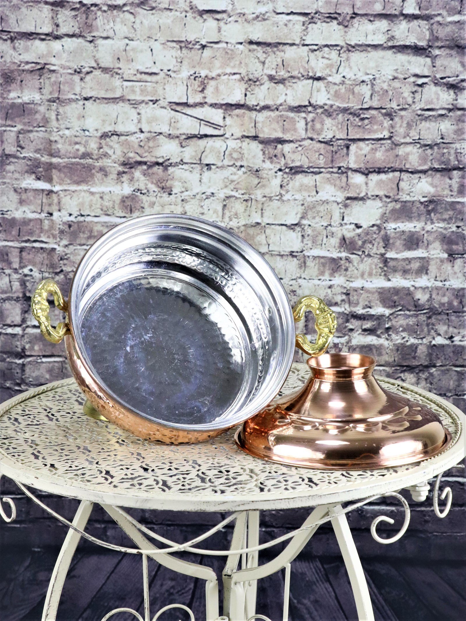 Bakır Tencere ve TavalarSonay BakırcılıkDörtlü El Dövmesi Derin Karnıyarık Bakır Tencere Seti