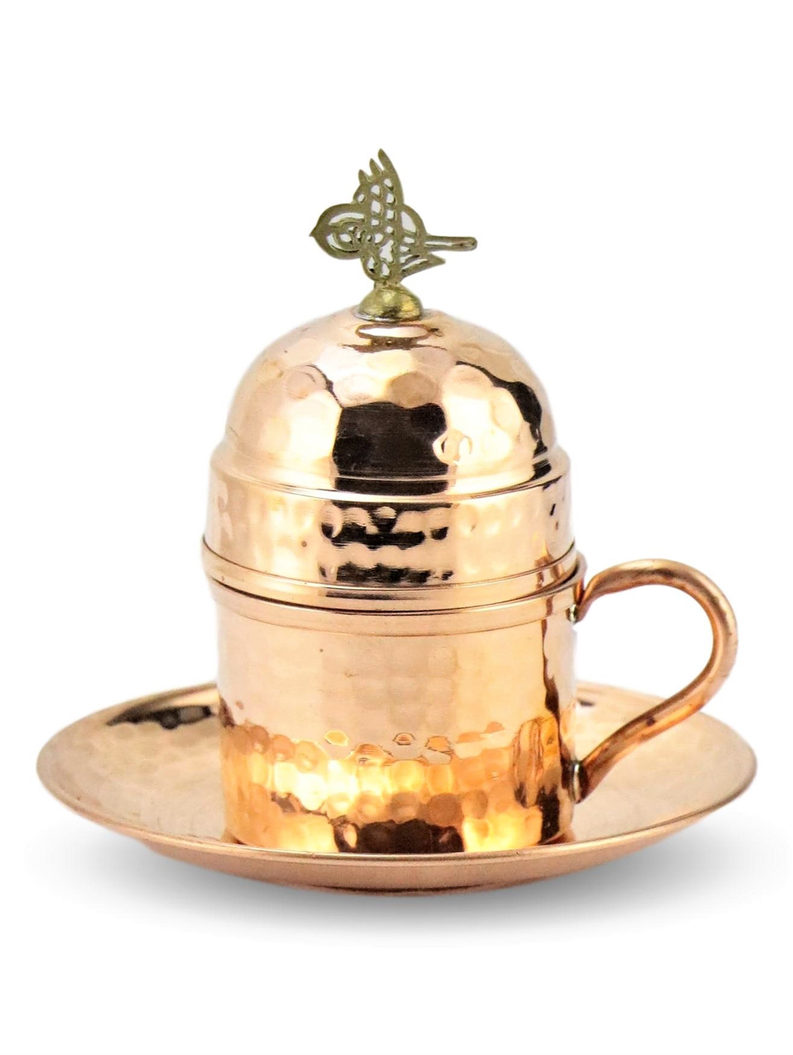 Bakır Çay ve Kahve TakımlarıSonay BakırcılıkDövme Kırmızı Bakır Kahve Takımı