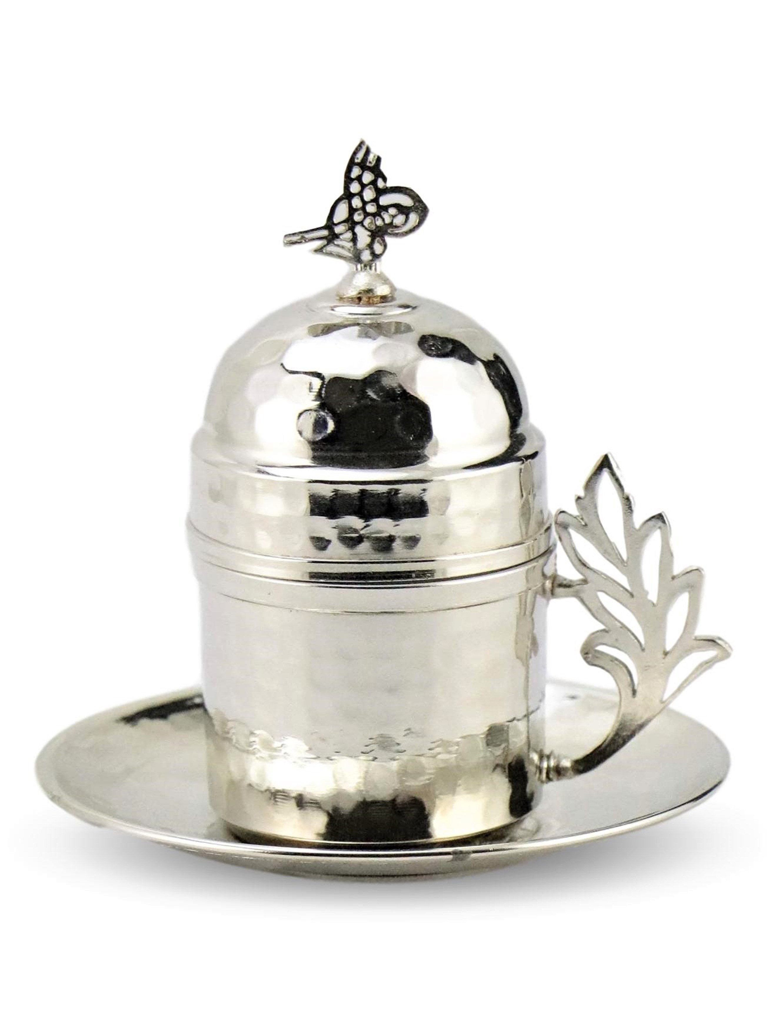 Bakır Çay ve Kahve TakımlarıSonay BakırcılıkDövme Nikelli Bakır Kahve Takımı