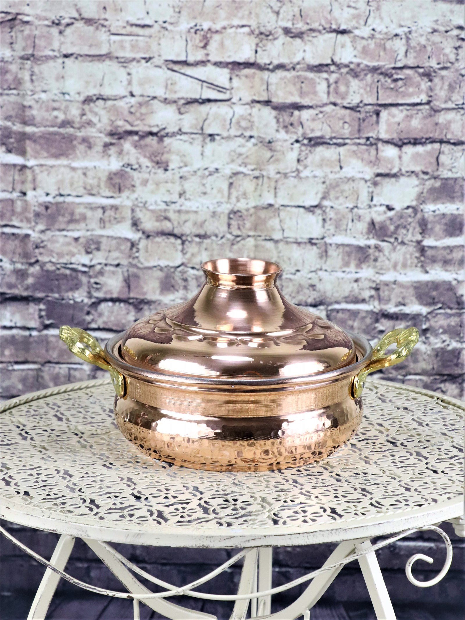 Bakır Tencere ve TavalarSonay BakırcılıkEl Dövmesi Derin Karnıyarık Bakır Tencere 21 cm