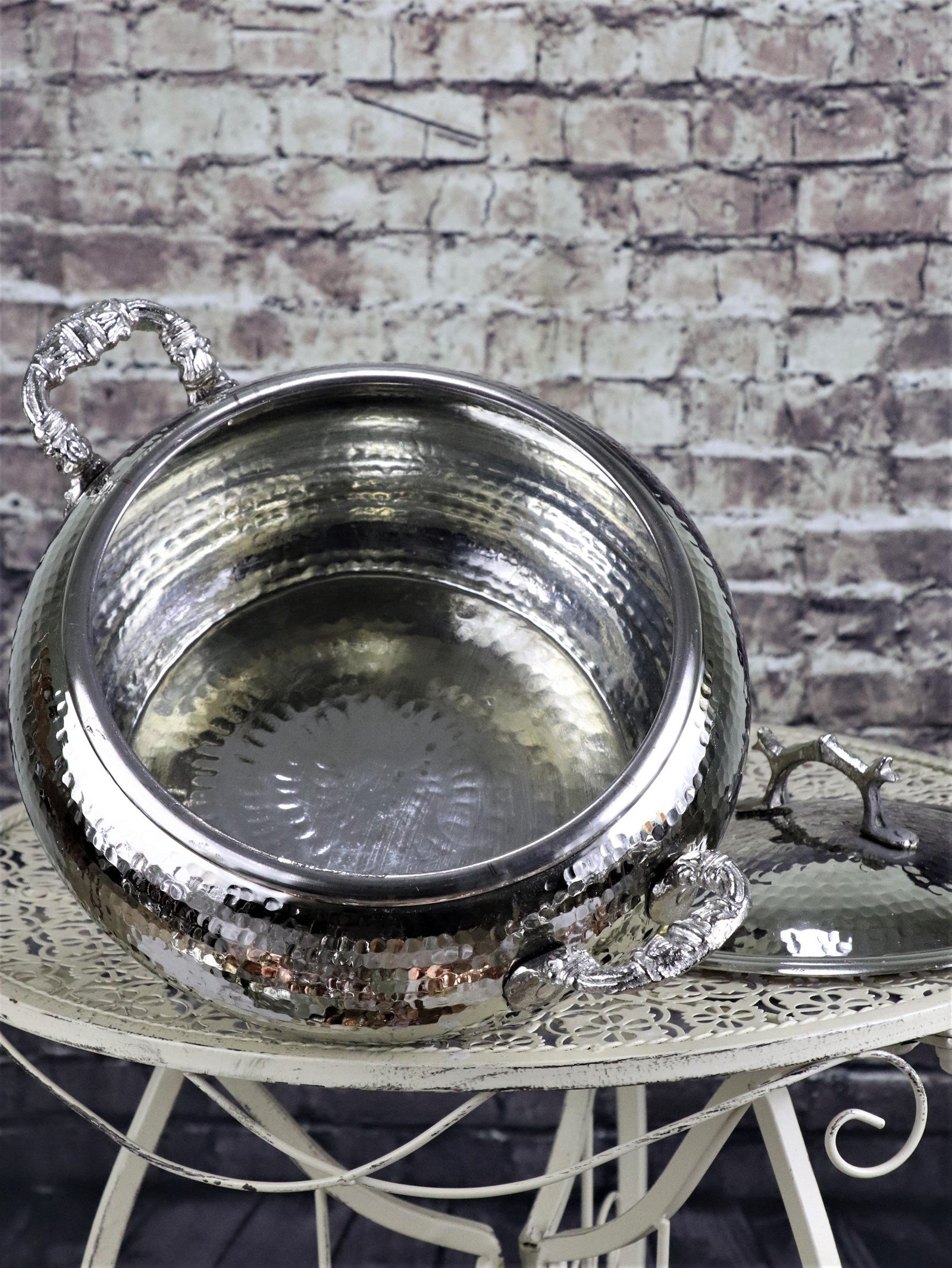 Bakır Tencere ve TavalarSonay BakırcılıkEl Dövmesi Nikelli Bakır Güveç Tencere 28 cm