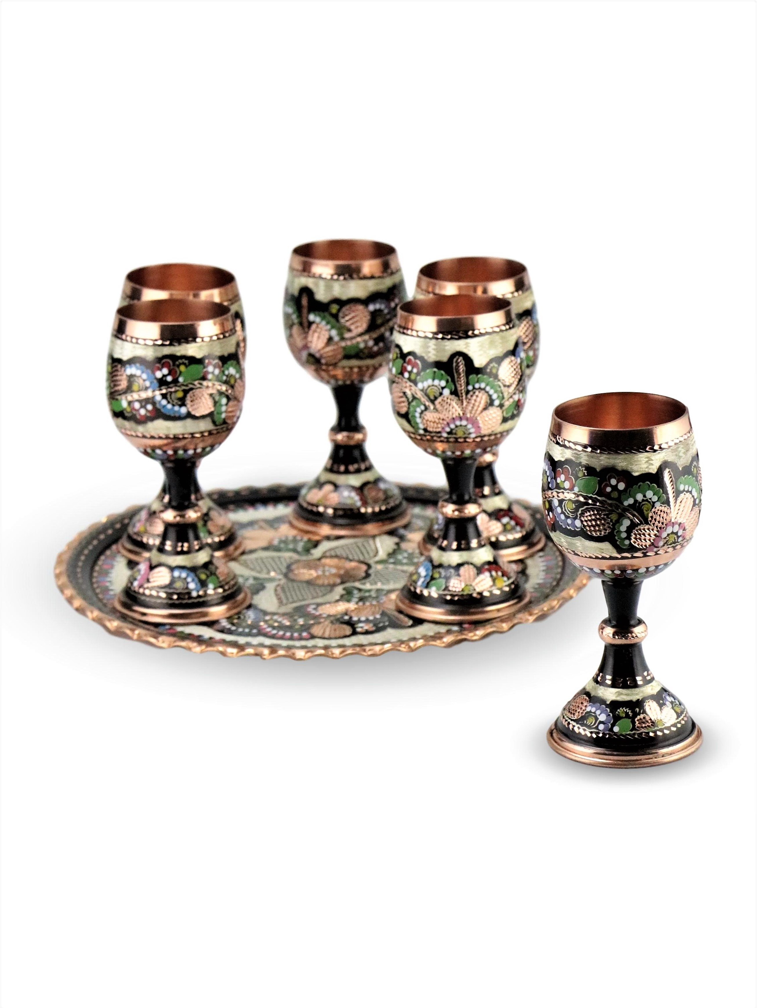 Bakır Çay ve Kahve TakımlarıSonay BakırcılıkGül Çiçek Bakır Kadeh Takımı