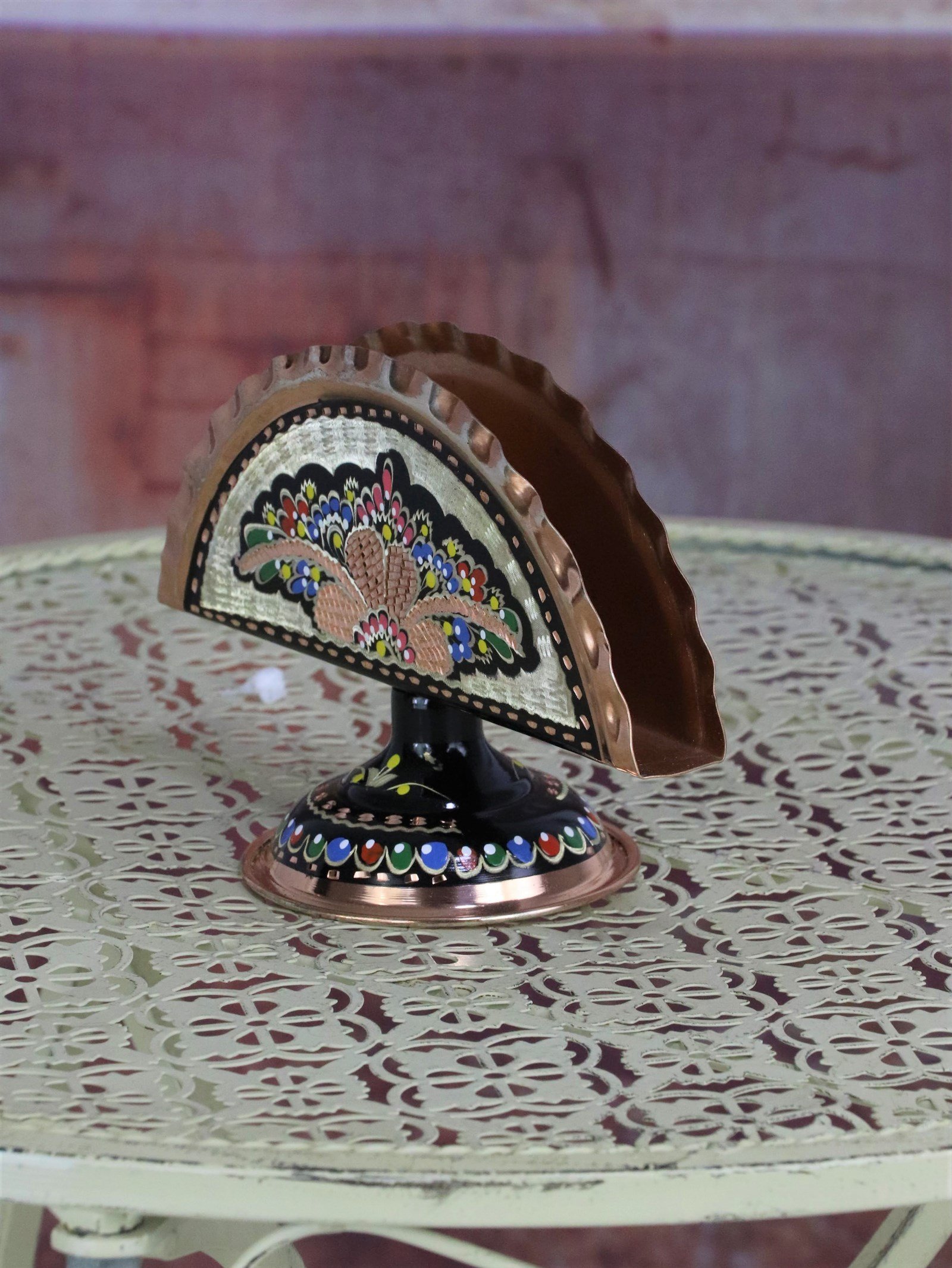 Dekoratif BakırSonay BakırcılıkGül Çiçek Dekoratif Bakır Peçetelik